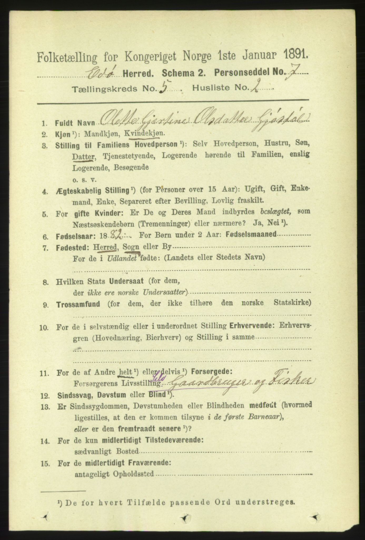 RA, 1891 census for 1573 Edøy, 1891, p. 1210