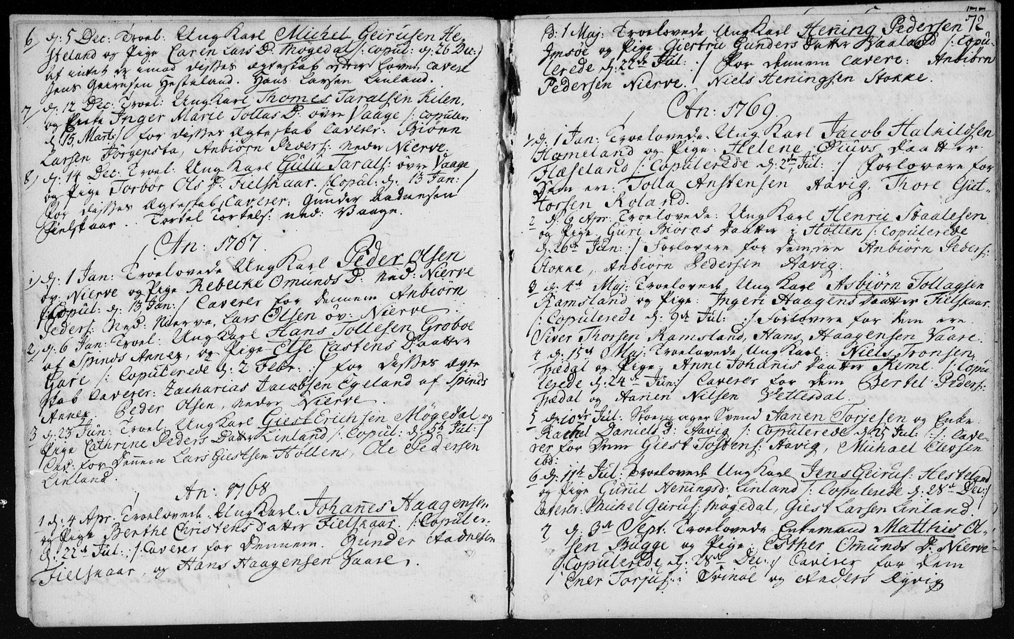 Sør-Audnedal sokneprestkontor, AV/SAK-1111-0039/F/Fa/Fab/L0003: Parish register (official) no. A 3, 1766-1828, p. 72