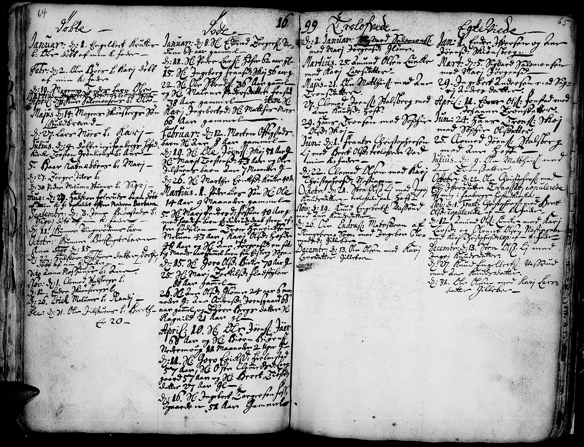Øyer prestekontor, SAH/PREST-084/H/Ha/Haa/L0001: Parish register (official) no. 1, 1671-1727, p. 64-65