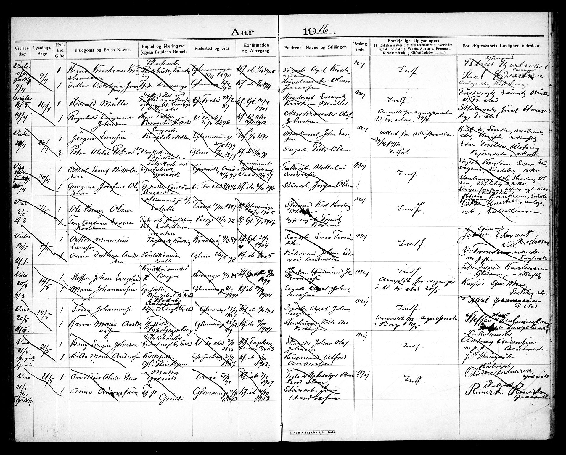 Glemmen prestekontor Kirkebøker, AV/SAO-A-10908/H/Ha/L0001: Banns register no. 1, 1909-1931