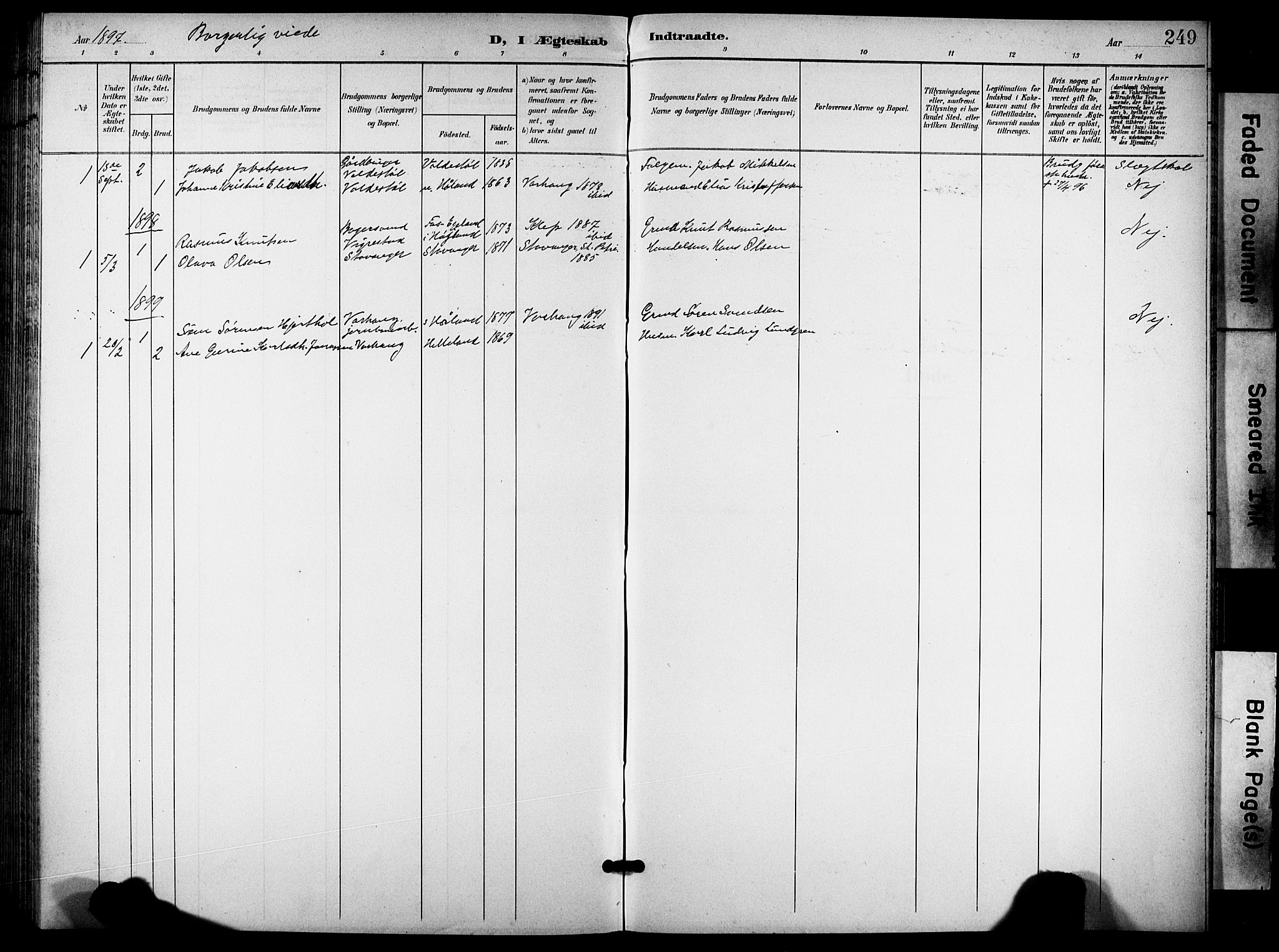 Hå sokneprestkontor, SAST/A-101801/001/30BB/L0006: Parish register (copy) no. B 6, 1900-1924, p. 249