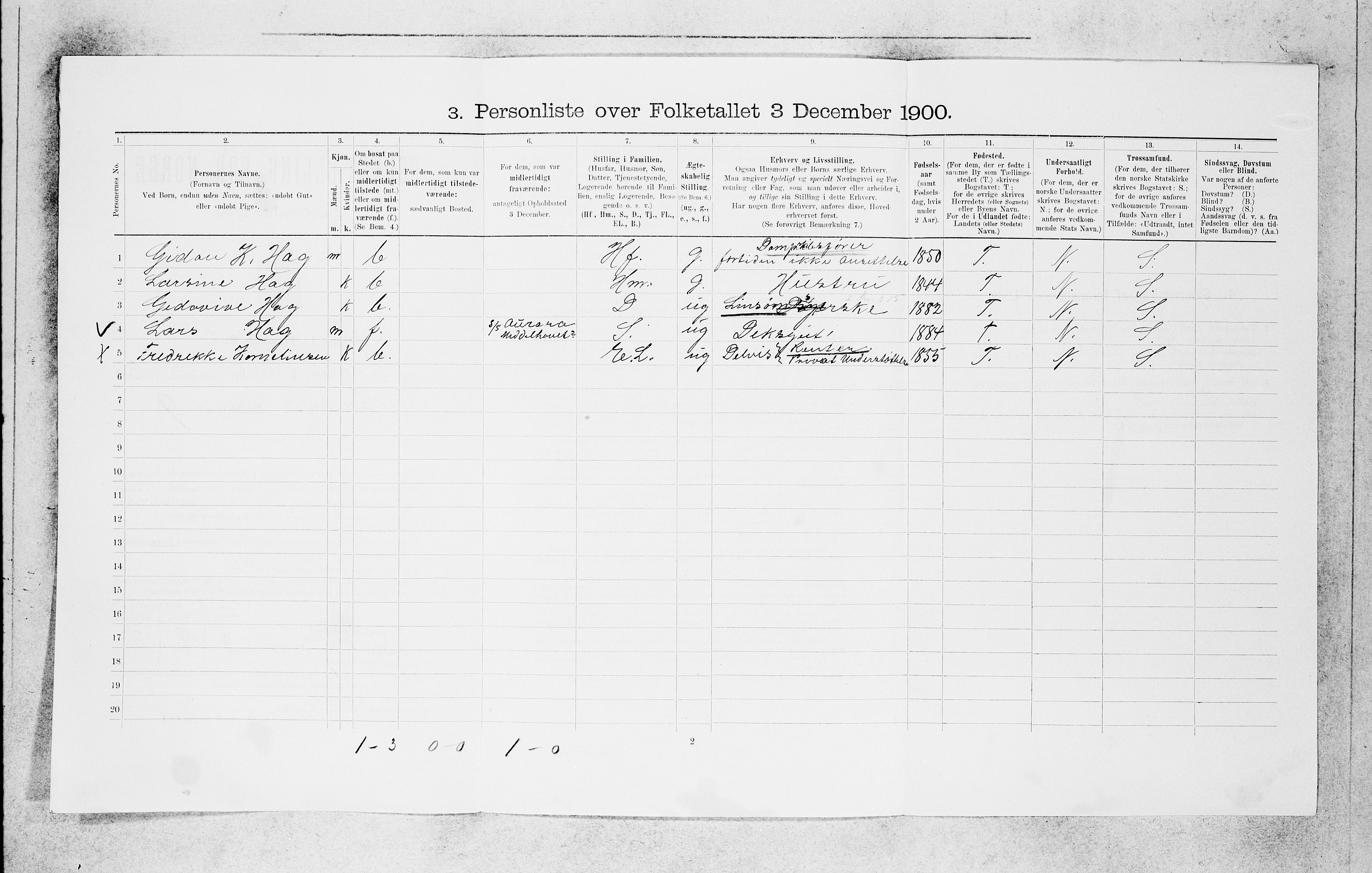 SAB, 1900 census for Bergen, 1900, p. 6331