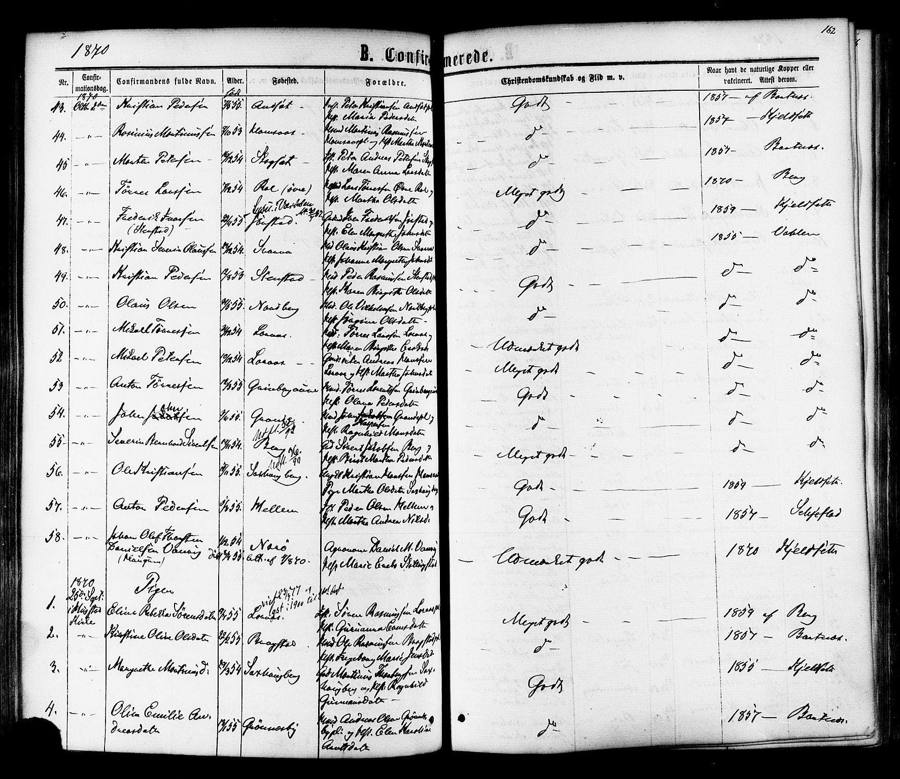Ministerialprotokoller, klokkerbøker og fødselsregistre - Nord-Trøndelag, SAT/A-1458/730/L0284: Parish register (official) no. 730A09, 1866-1878, p. 162