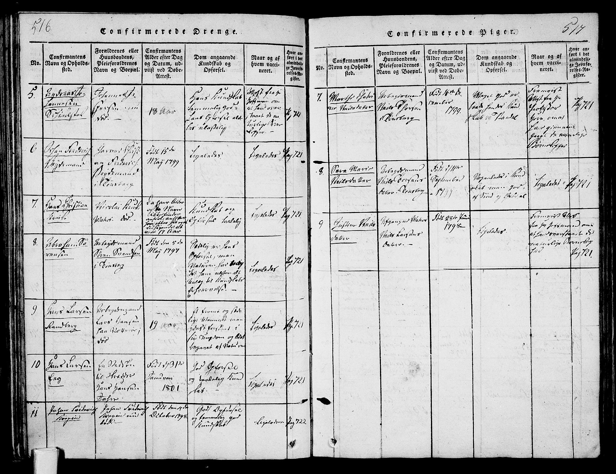 Tønsberg kirkebøker, AV/SAKO-A-330/F/Fa/L0004: Parish register (official) no. I 4, 1813-1826, p. 516-517