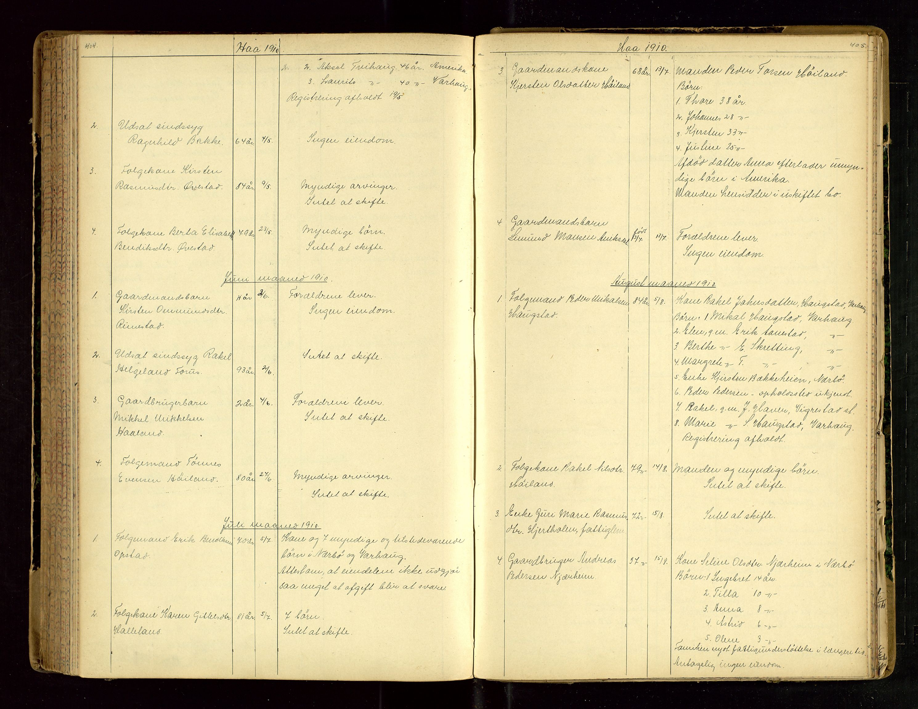 Jæren sorenskriveri, AV/SAST-A-100310/01/5/52/52B/L0003: DØDSFALLPROTOKOLL, 1910-1916, p. 404-405