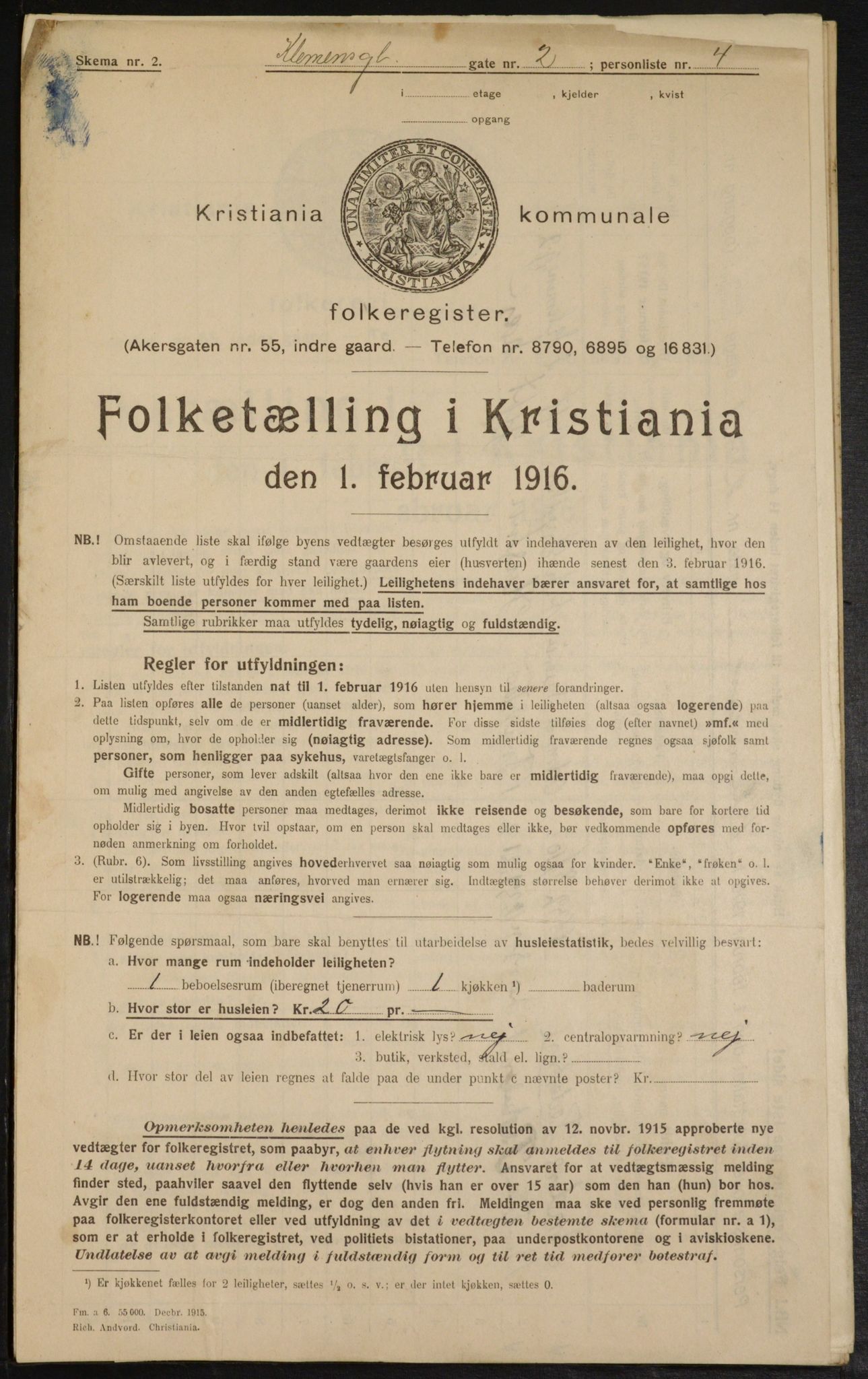 OBA, Municipal Census 1916 for Kristiania, 1916, p. 12861