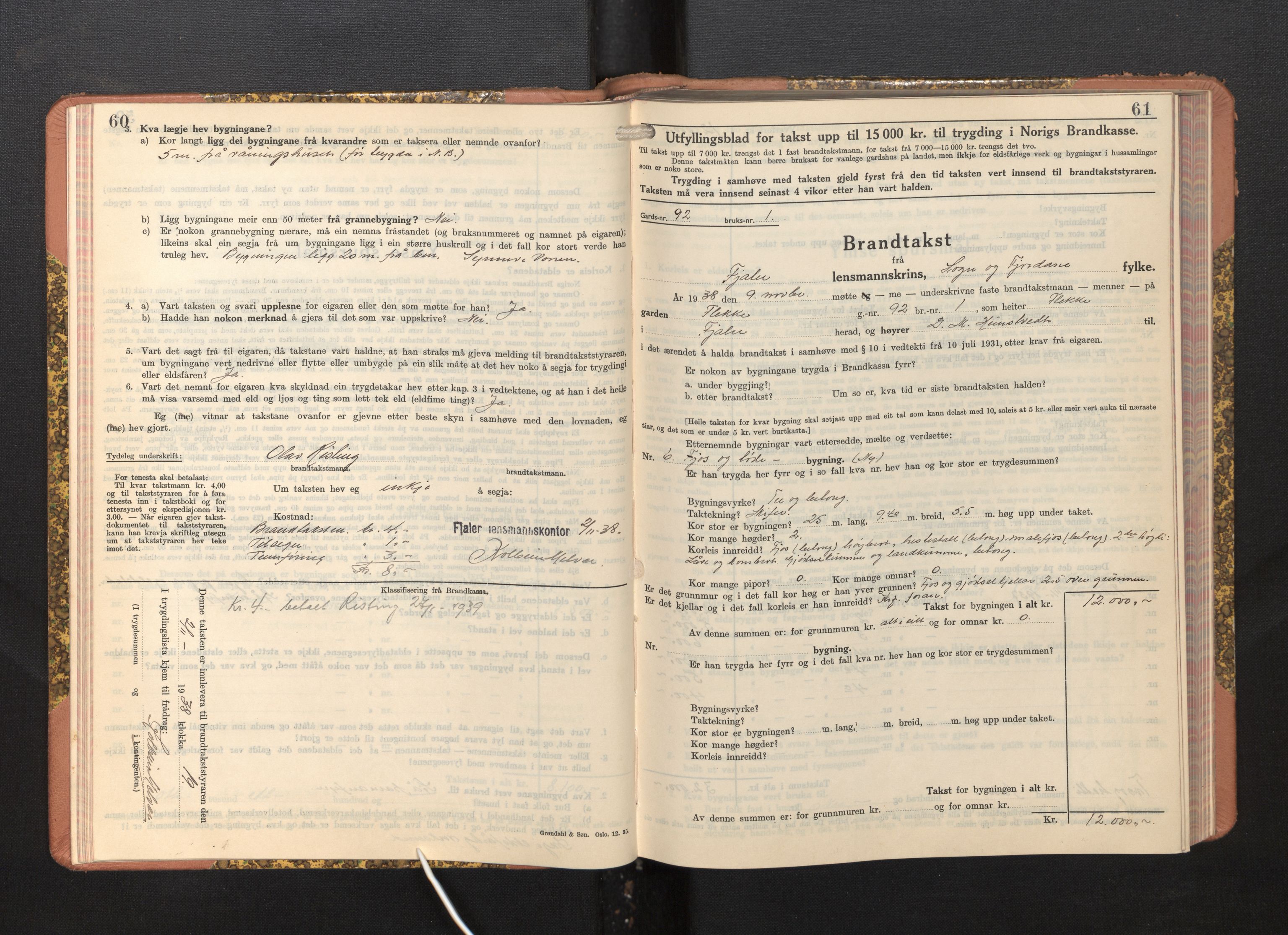 Lensmannen i Fjaler, AV/SAB-A-27201/0012/L0007: Branntakstprotokoll, skjematakst, 1937-1950, p. 60-61