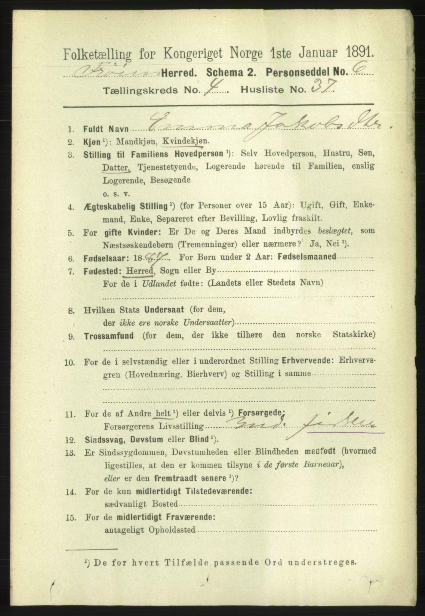 RA, 1891 census for 1619 Frøya, 1891, p. 3223