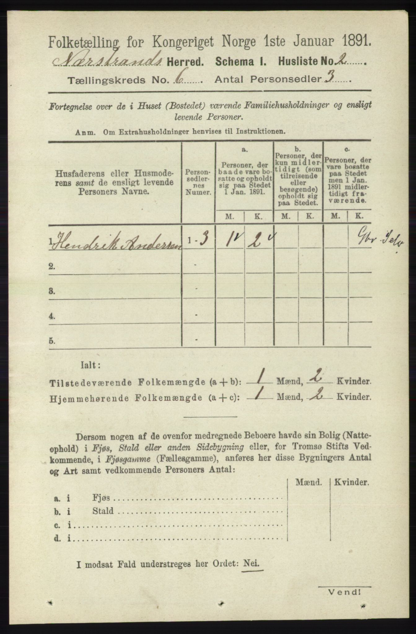 RA, 1891 census for 1139 Nedstrand, 1891, p. 999