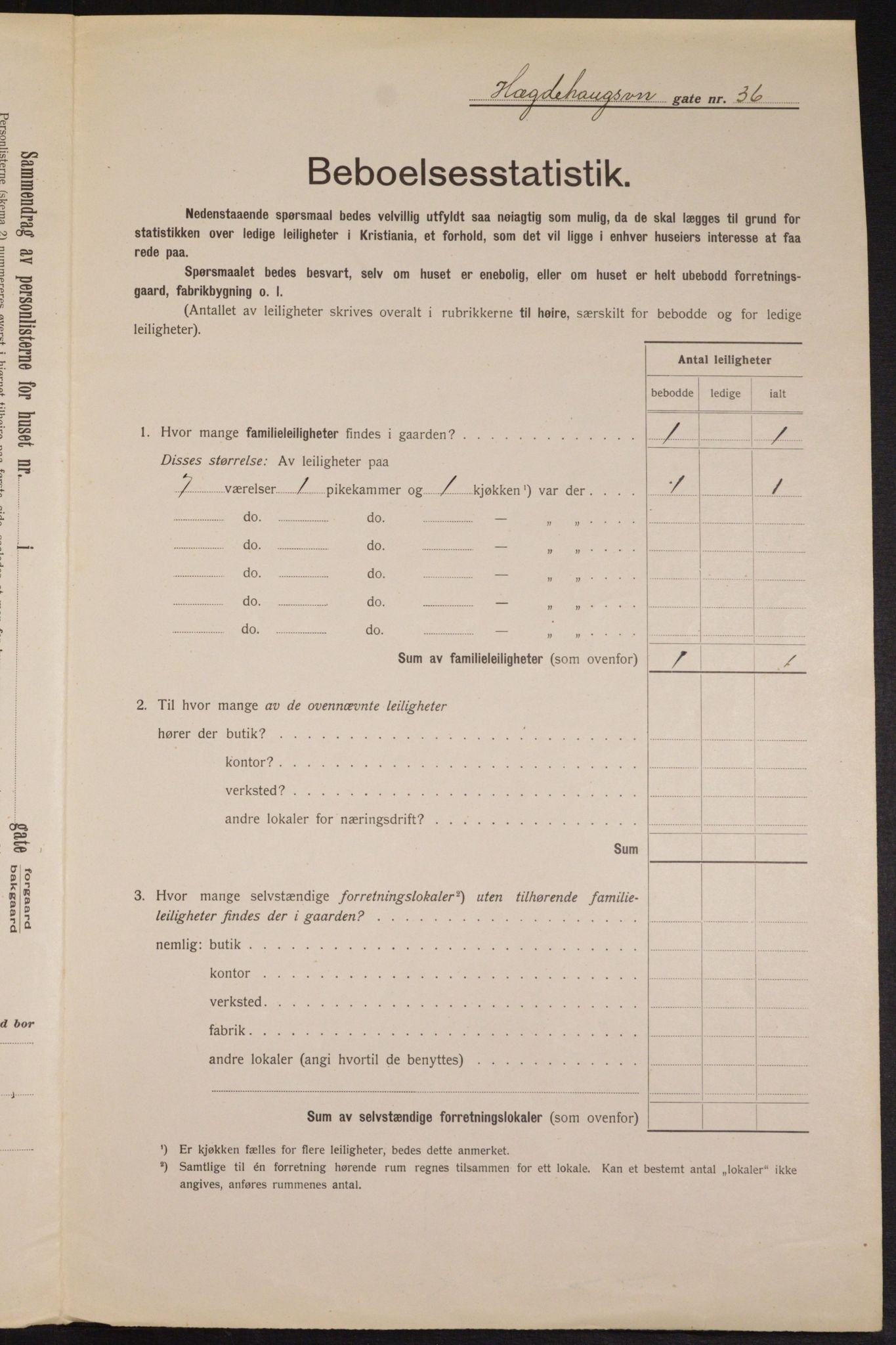 OBA, Municipal Census 1913 for Kristiania, 1913, p. 36644