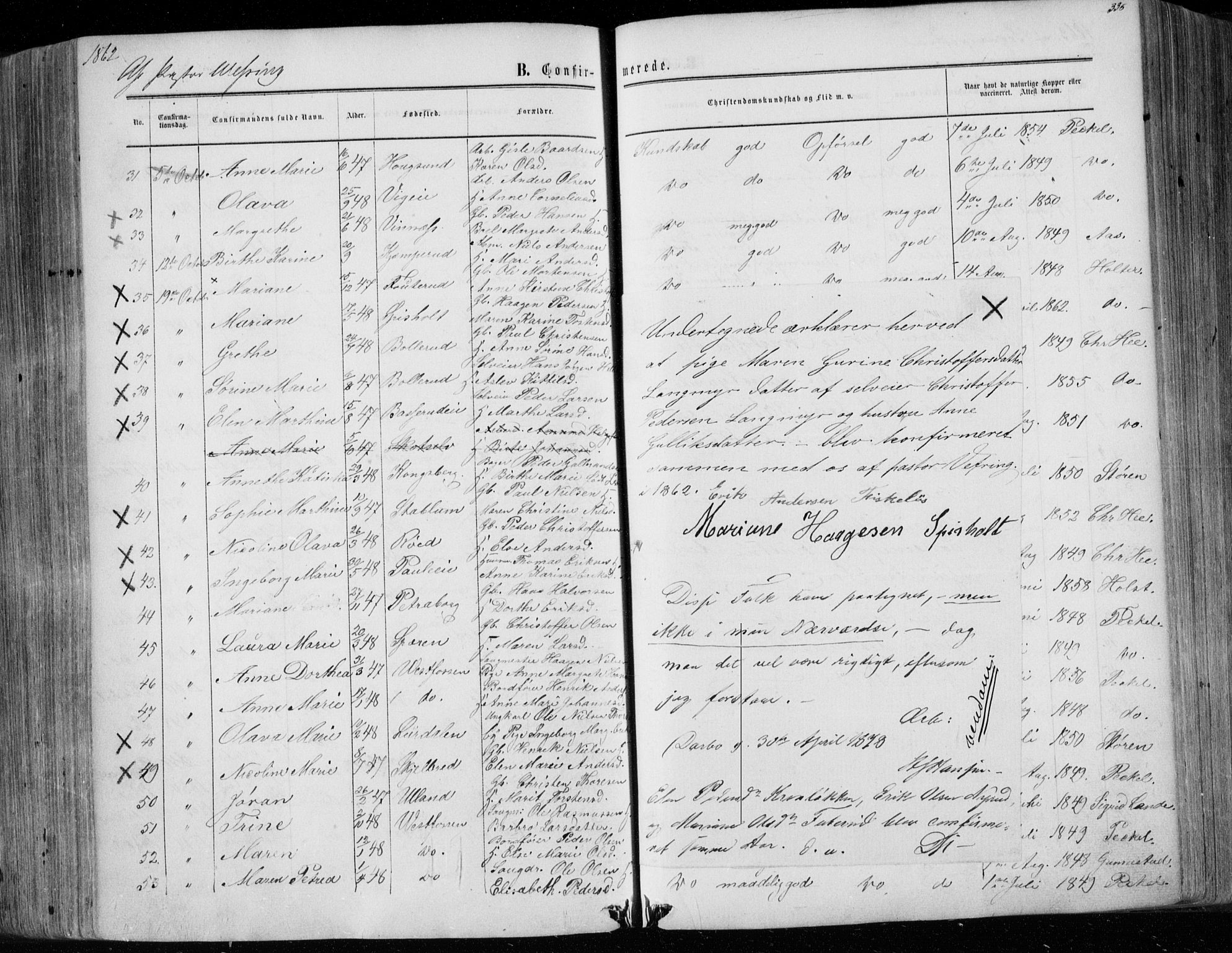 Eiker kirkebøker, SAKO/A-4/F/Fa/L0016: Parish register (official) no. I 16, 1860-1868, p. 336