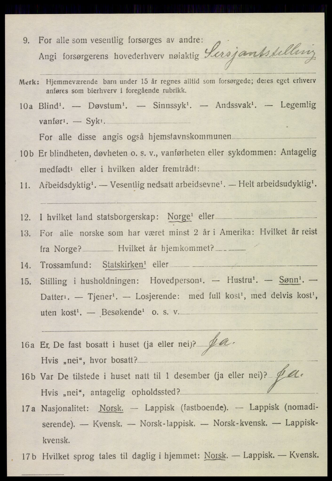SAT, 1920 census for Kvam, 1920, p. 2528