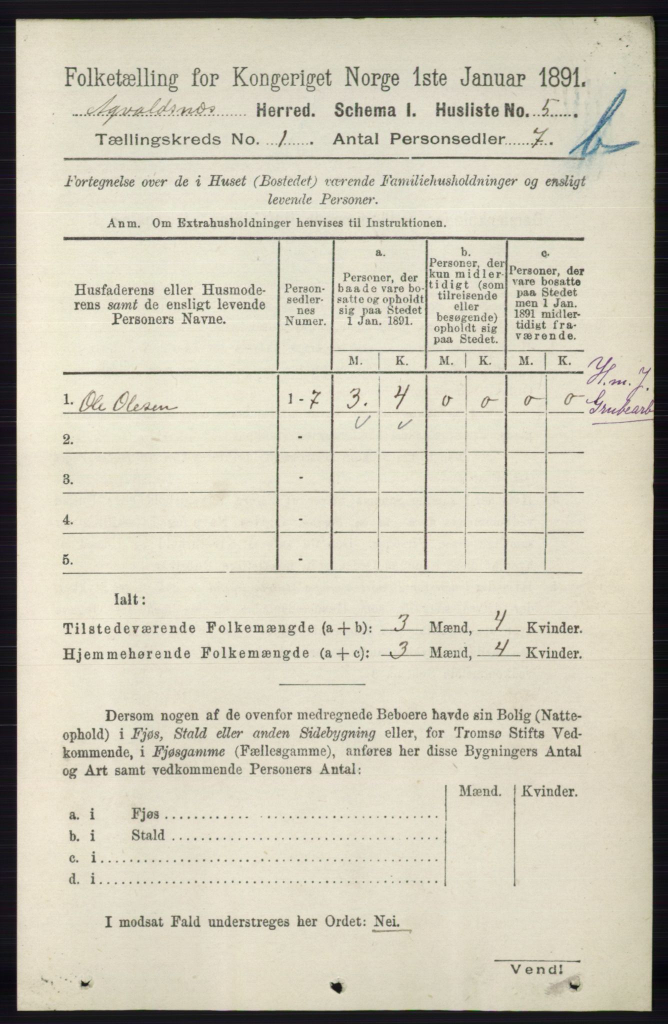 RA, 1891 census for 1147 Avaldsnes, 1891, p. 1133