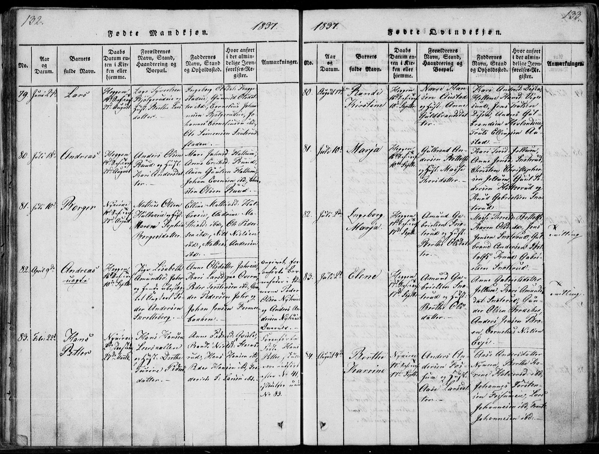 Modum kirkebøker, AV/SAKO-A-234/F/Fa/L0006: Parish register (official) no. 6, 1832-1841, p. 132-133