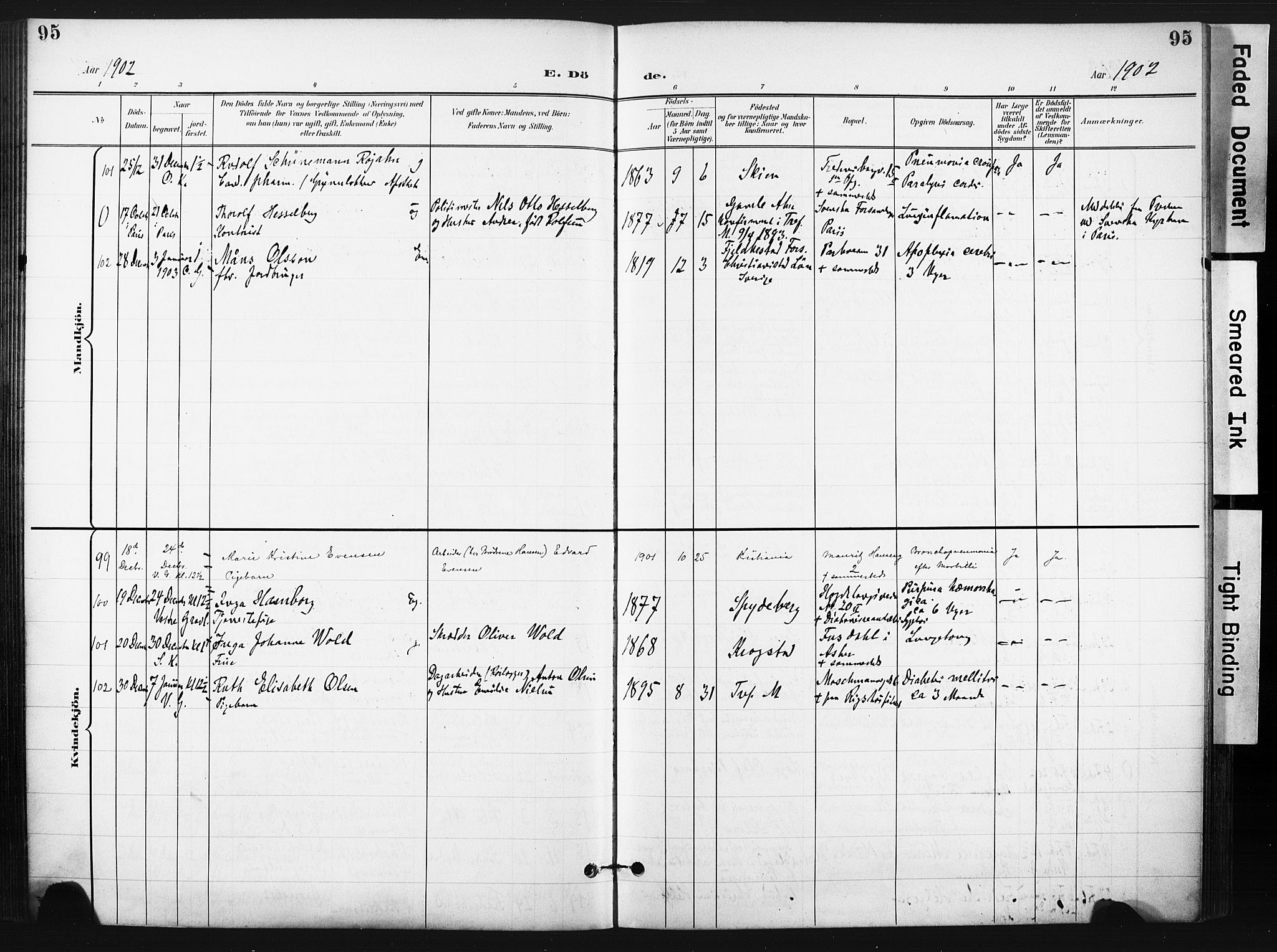 Trefoldighet prestekontor Kirkebøker, AV/SAO-A-10882/F/Fd/L0004: Parish register (official) no. IV 4, 1897-1912, p. 95