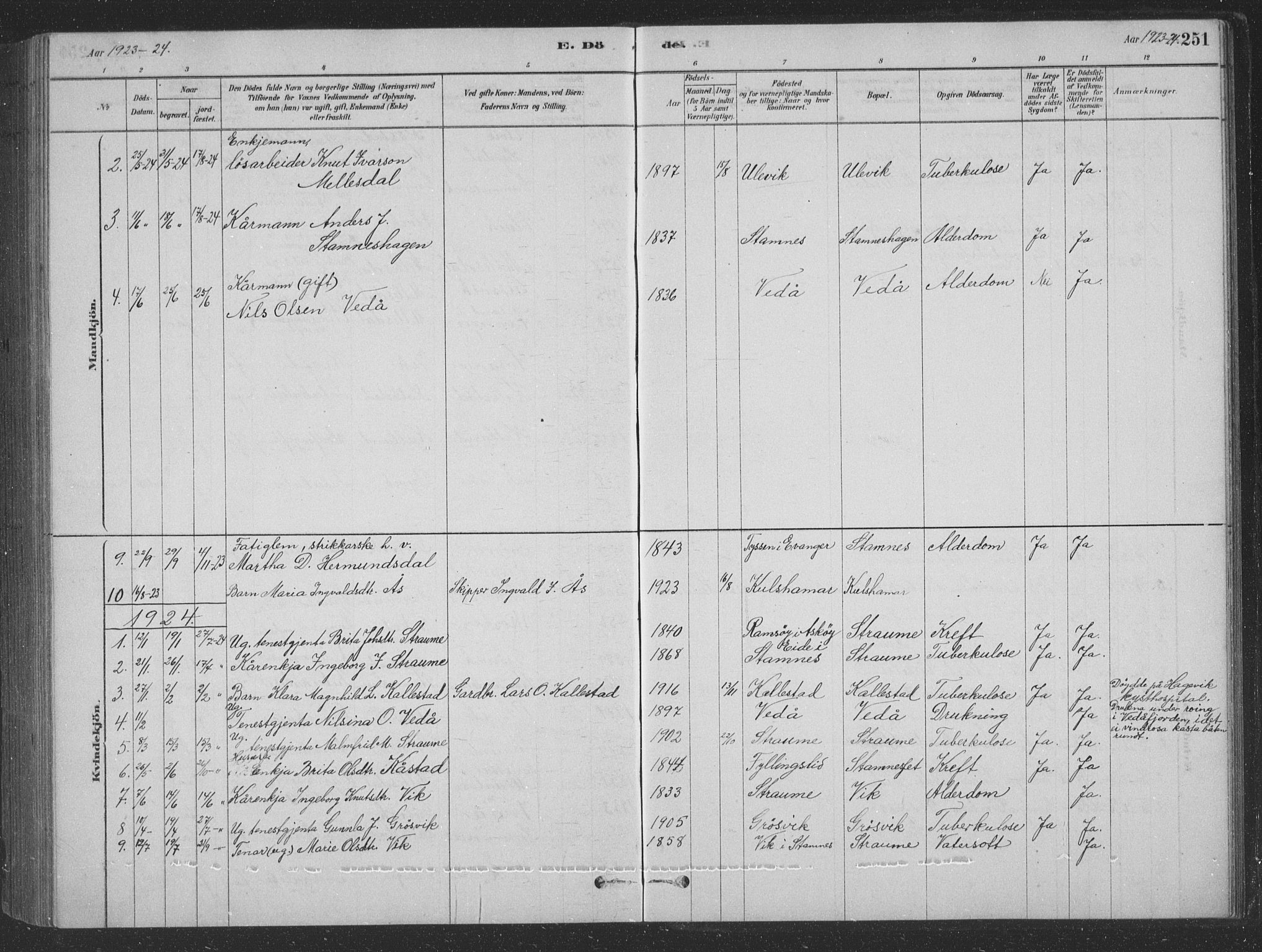 Vaksdal Sokneprestembete, AV/SAB-A-78901/H/Hab: Parish register (copy) no. D 1, 1878-1939, p. 251