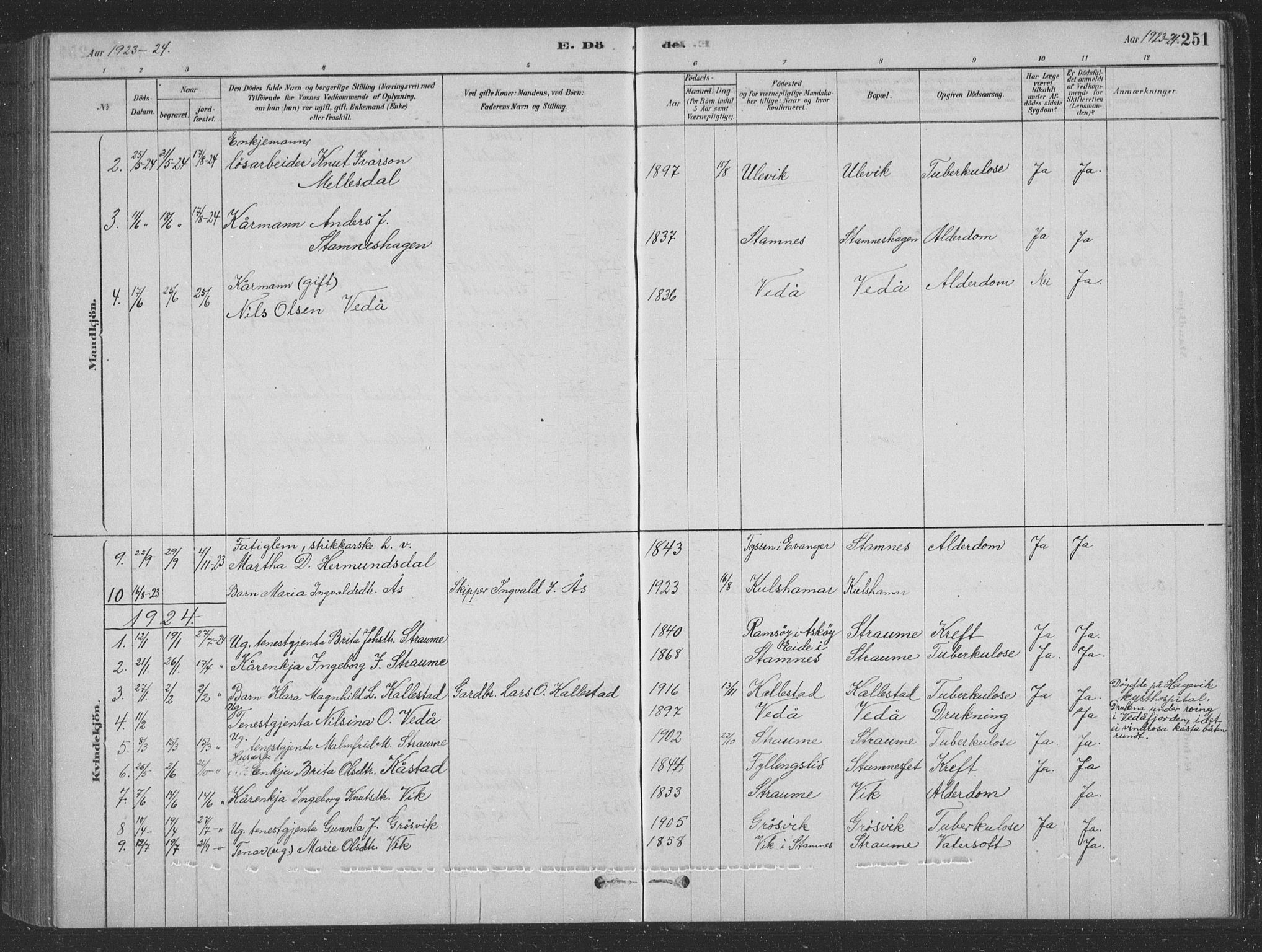 Vaksdal Sokneprestembete, AV/SAB-A-78901/H/Hab: Parish register (copy) no. D 1, 1878-1939, p. 251