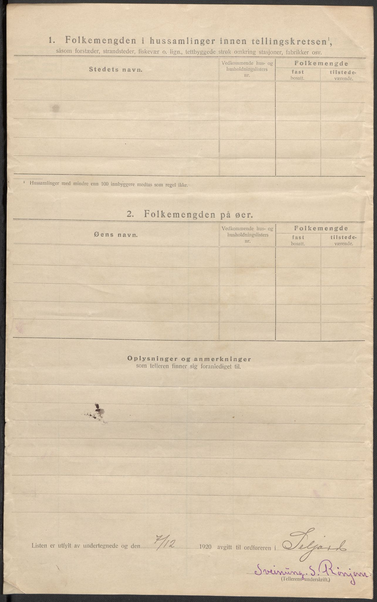 SAKO, 1920 census for Seljord, 1920, p. 47