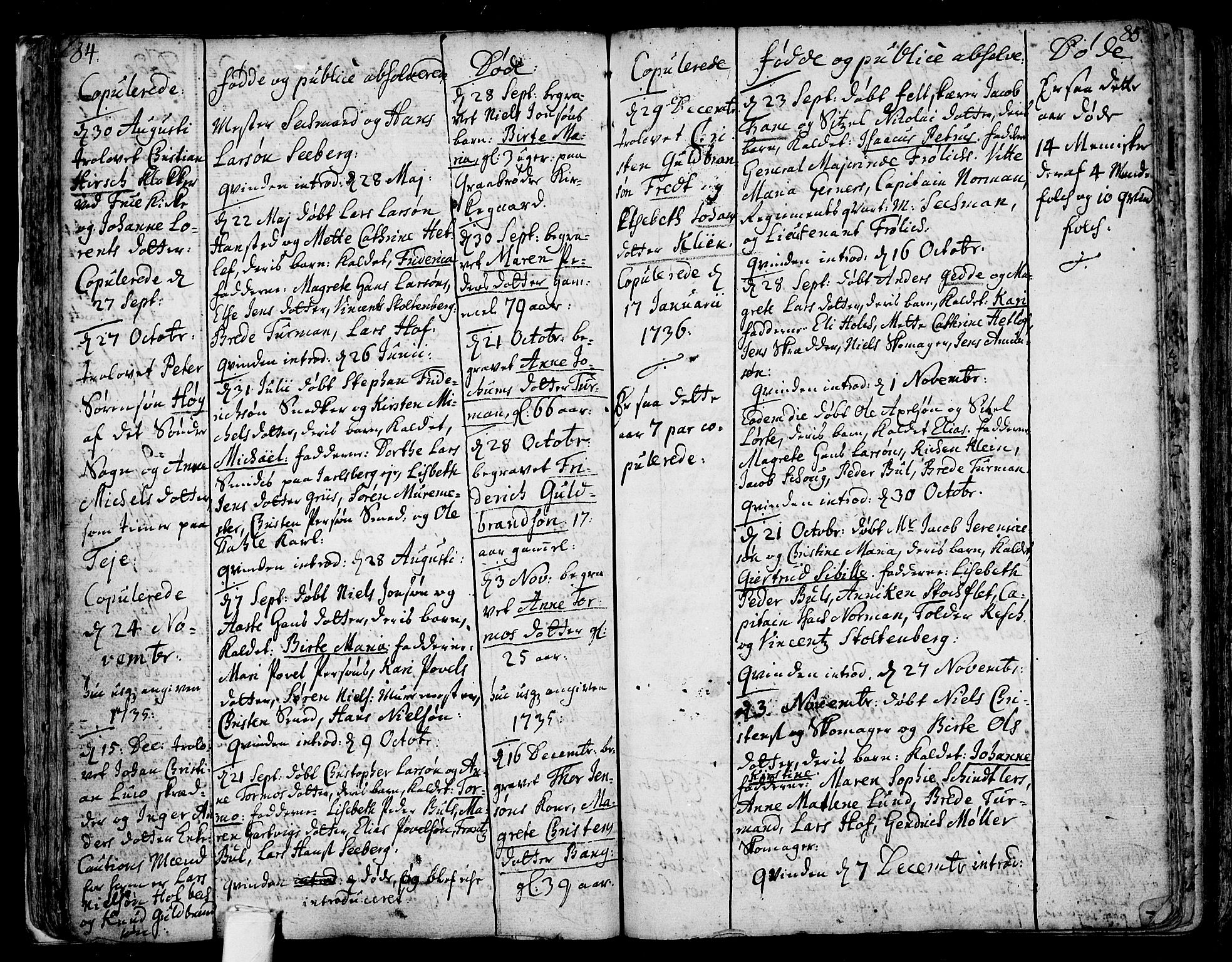 Tønsberg kirkebøker, AV/SAKO-A-330/F/Fb/L0001: Parish register (official) no. II 1, 1690-1796, p. 84-85