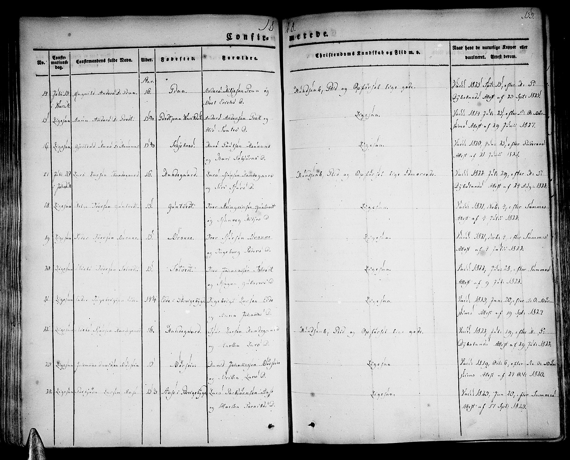 Strandebarm sokneprestembete, AV/SAB-A-78401/H/Haa: Parish register (official) no. A 6, 1826-1843, p. 153