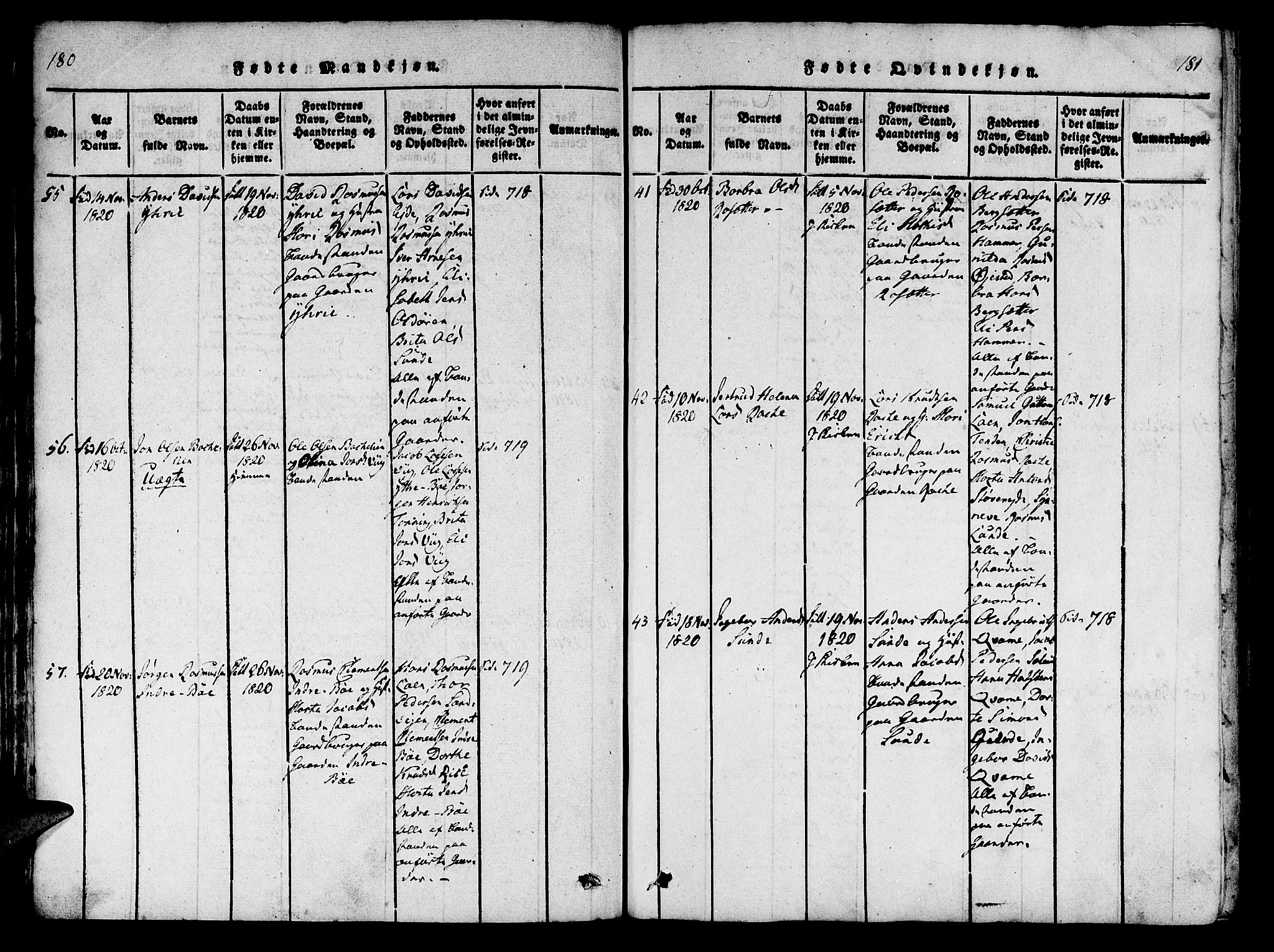 Innvik sokneprestembete, SAB/A-80501: Parish register (official) no. A 2, 1816-1821, p. 180-181