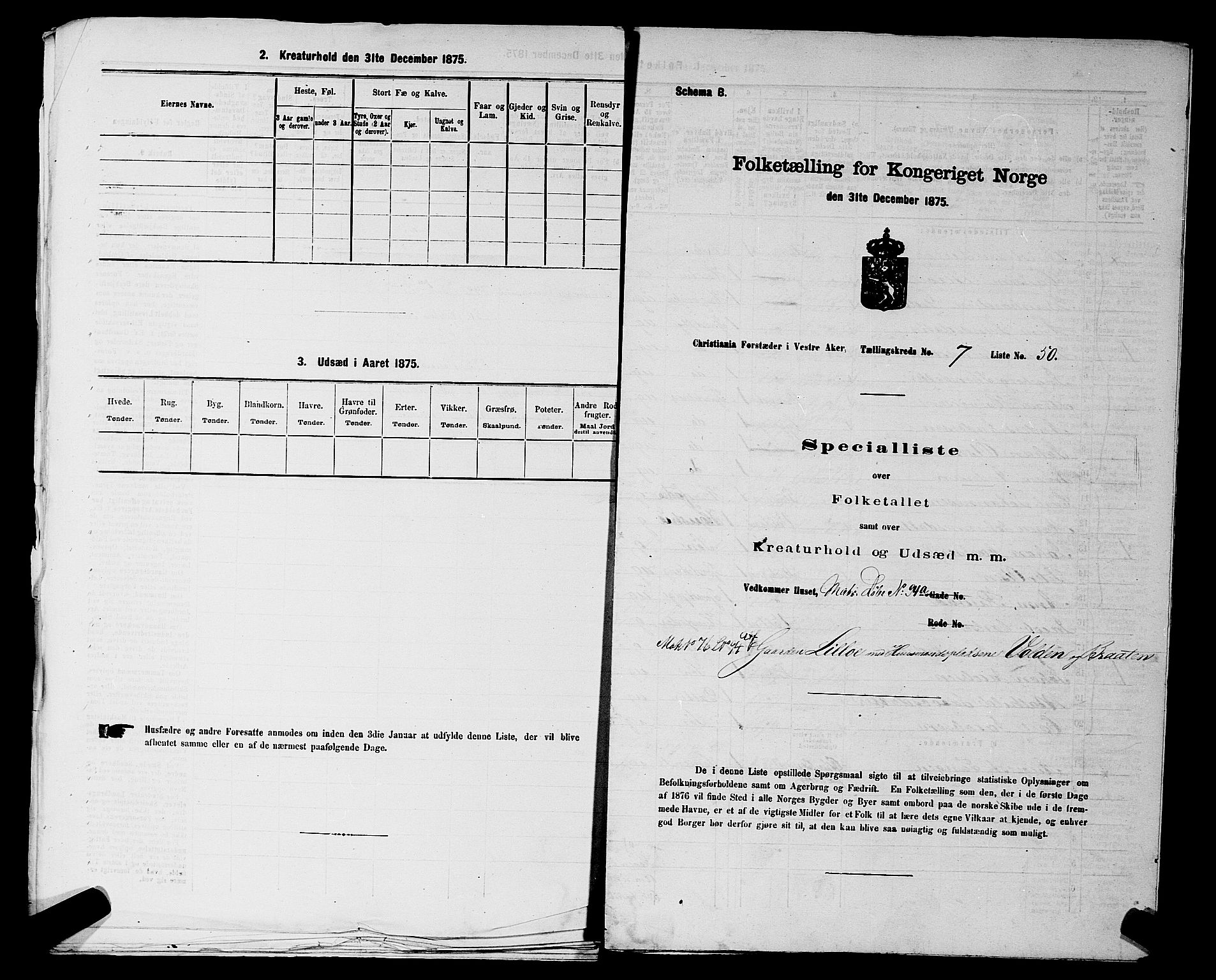 RA, 1875 census for 0218aP Vestre Aker, 1875, p. 1158