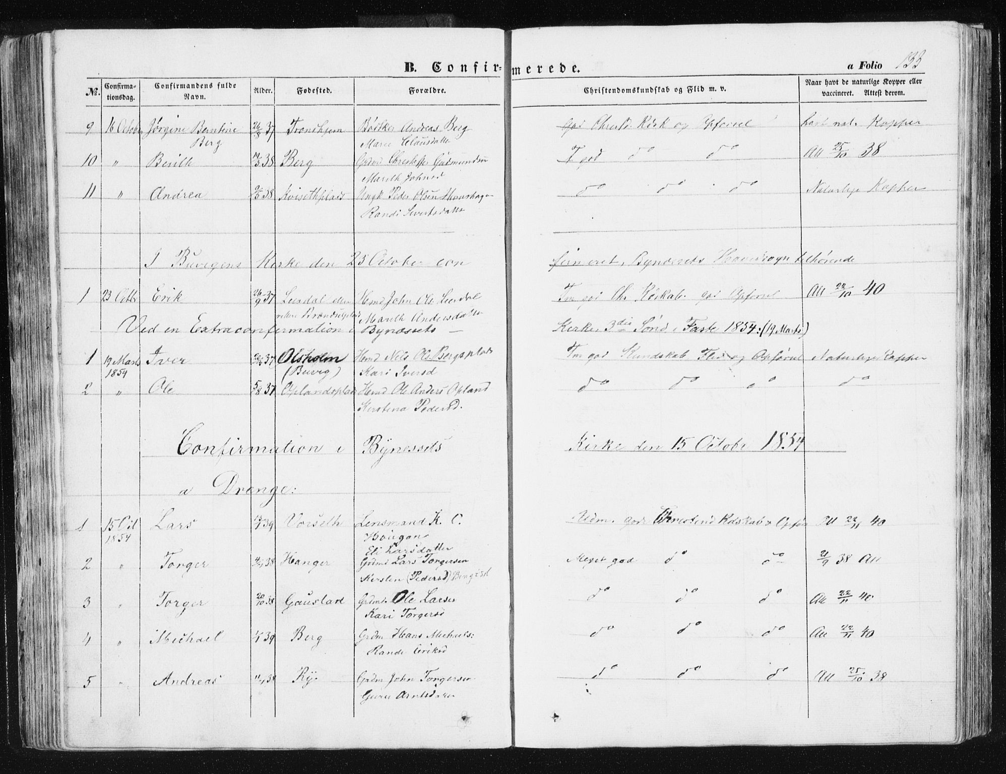 Ministerialprotokoller, klokkerbøker og fødselsregistre - Sør-Trøndelag, SAT/A-1456/612/L0376: Parish register (official) no. 612A08, 1846-1859, p. 133