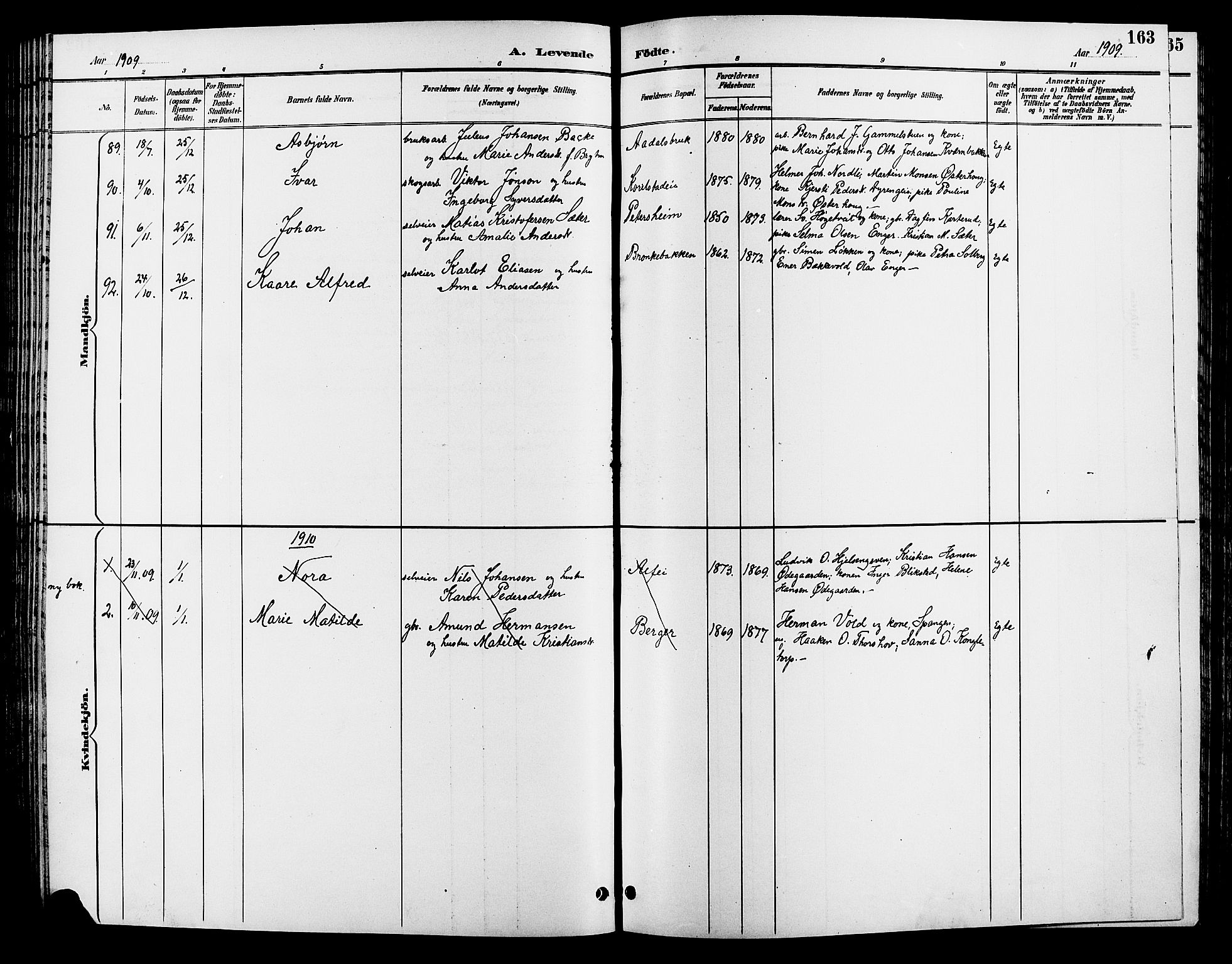 Løten prestekontor, SAH/PREST-022/L/La/L0006: Parish register (copy) no. 6, 1892-1909, p. 163
