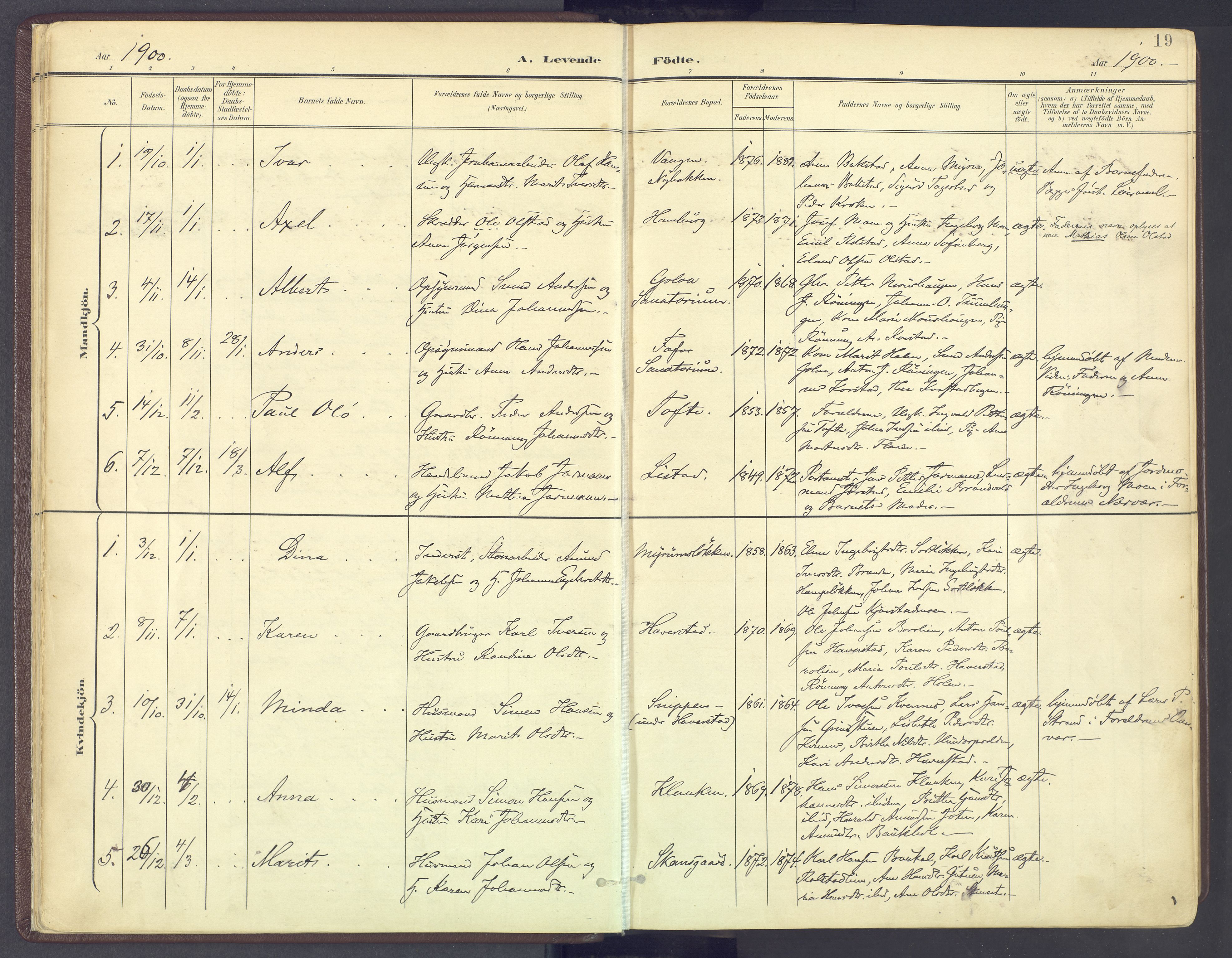 Sør-Fron prestekontor, AV/SAH-PREST-010/H/Ha/Haa/L0004: Parish register (official) no. 4, 1898-1919, p. 19