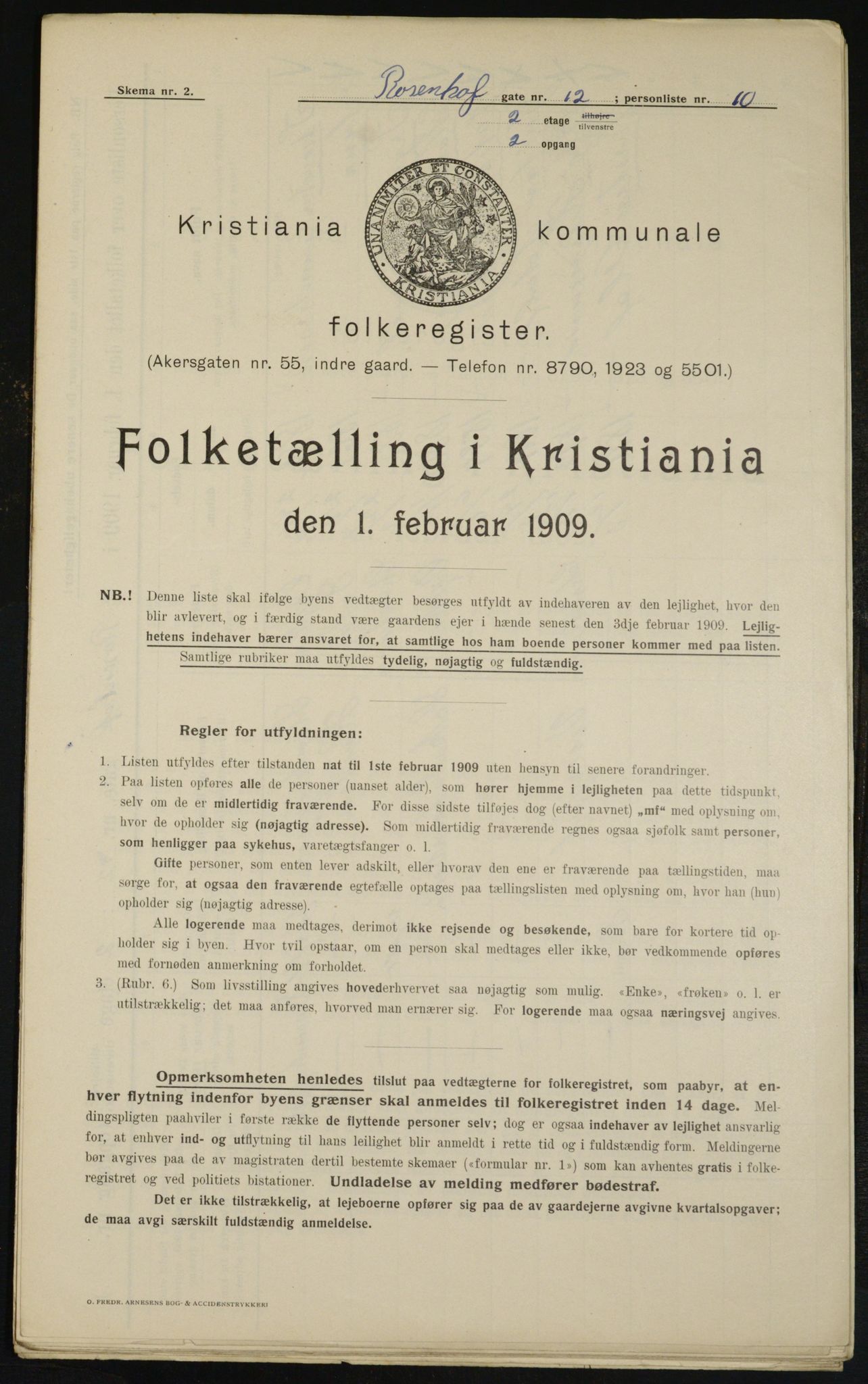 OBA, Municipal Census 1909 for Kristiania, 1909, p. 75913