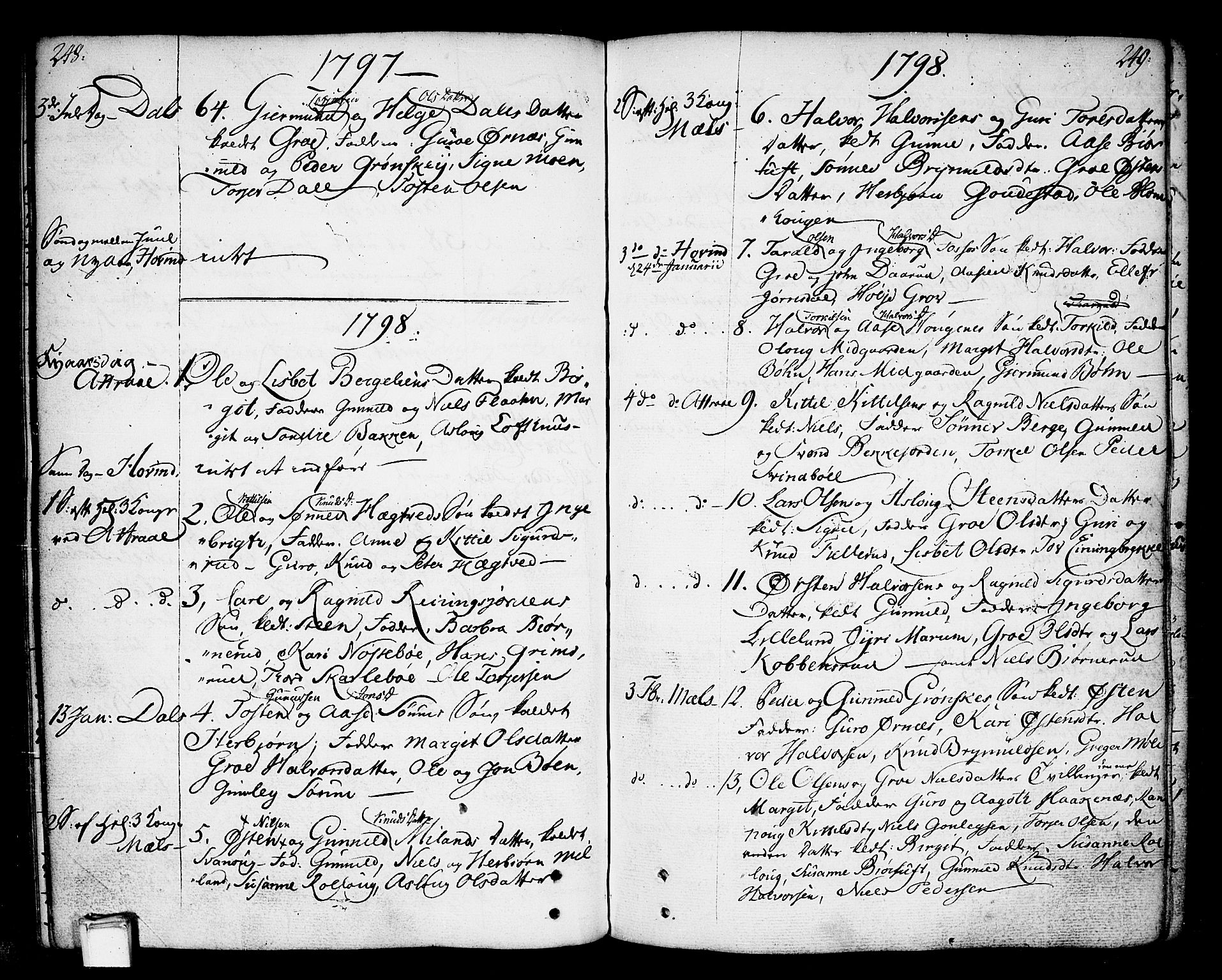 Tinn kirkebøker, AV/SAKO-A-308/F/Fa/L0002: Parish register (official) no. I 2, 1757-1810, p. 248-249