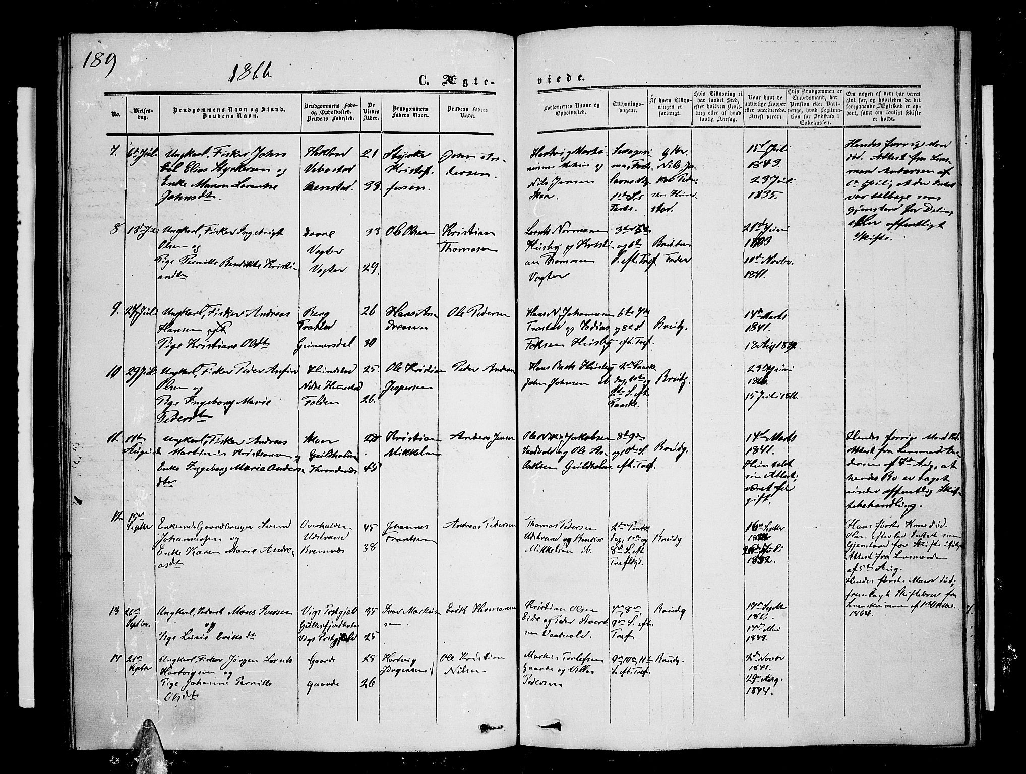 Kvæfjord sokneprestkontor, AV/SATØ-S-1323/G/Ga/Gab/L0003klokker: Parish register (copy) no. 3, 1856-1870, p. 189