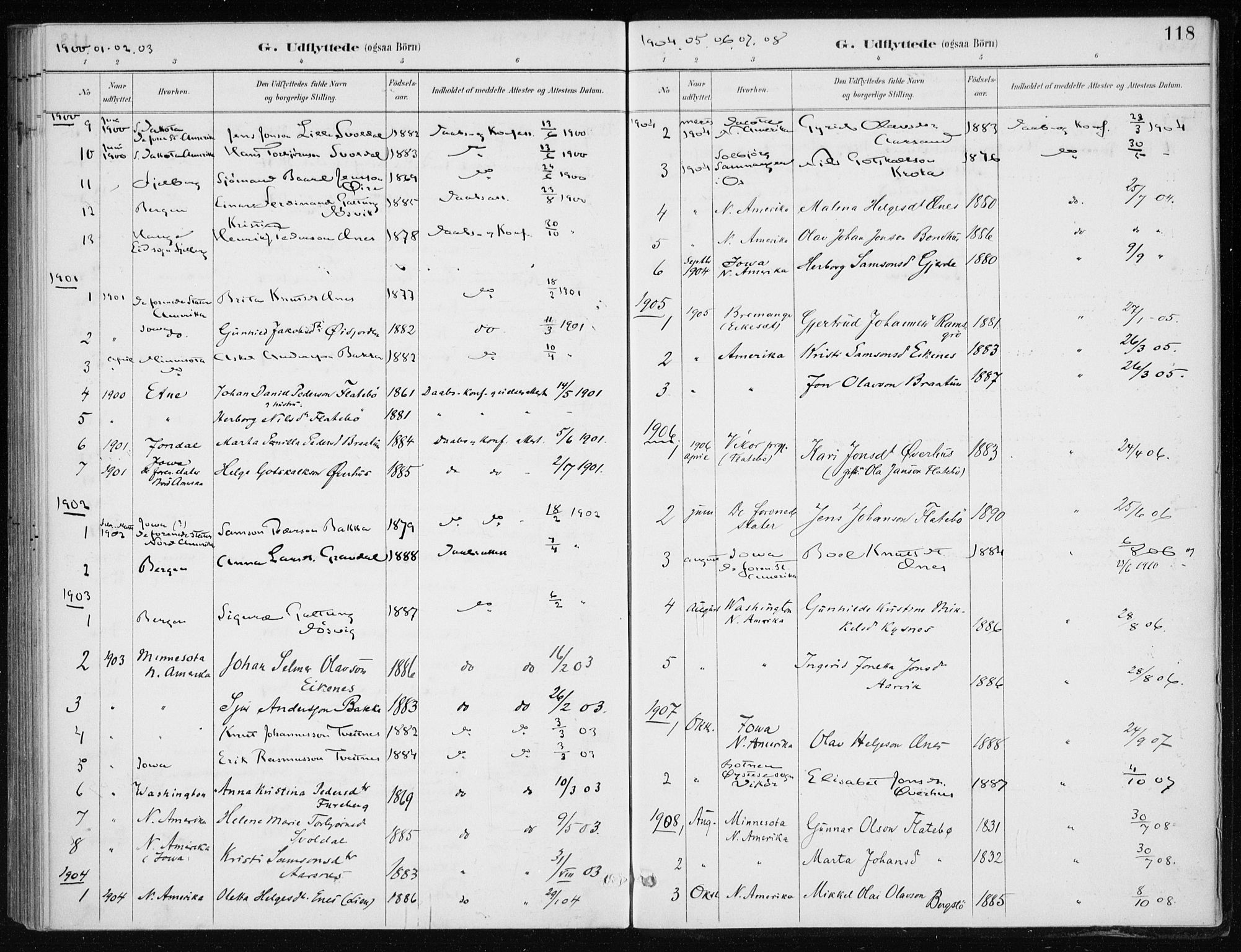 Kvinnherad sokneprestembete, SAB/A-76401/H/Haa: Parish register (official) no. F 1, 1887-1912, p. 118