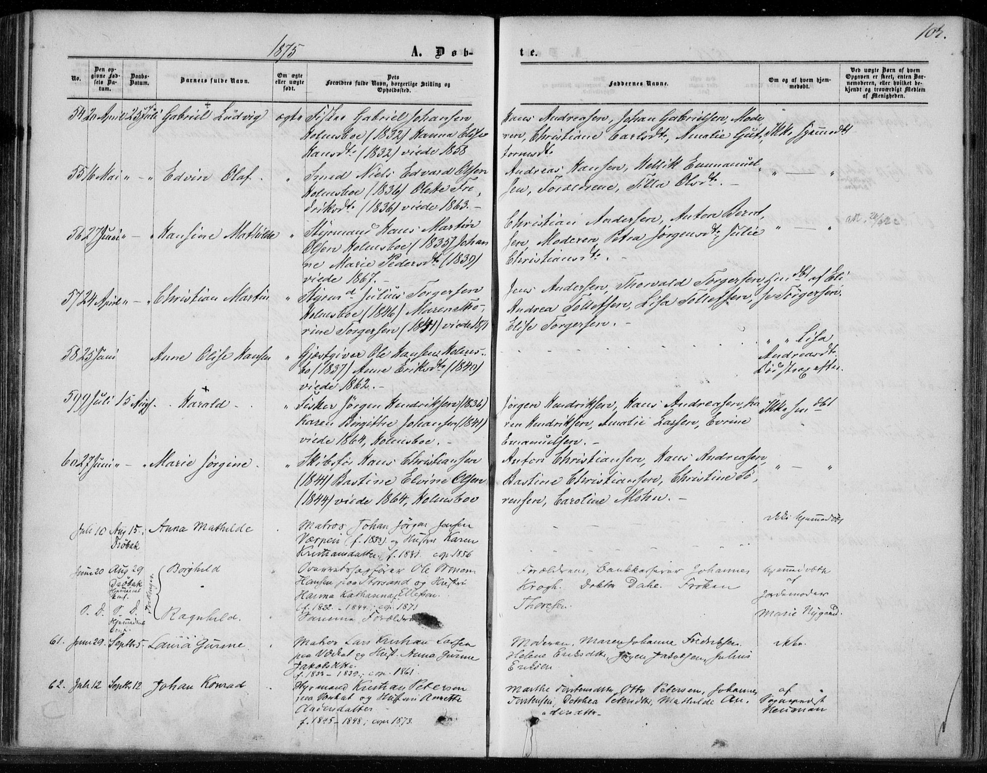 Hurum kirkebøker, SAKO/A-229/F/Fa/L0012: Parish register (official) no. 12, 1861-1875, p. 104