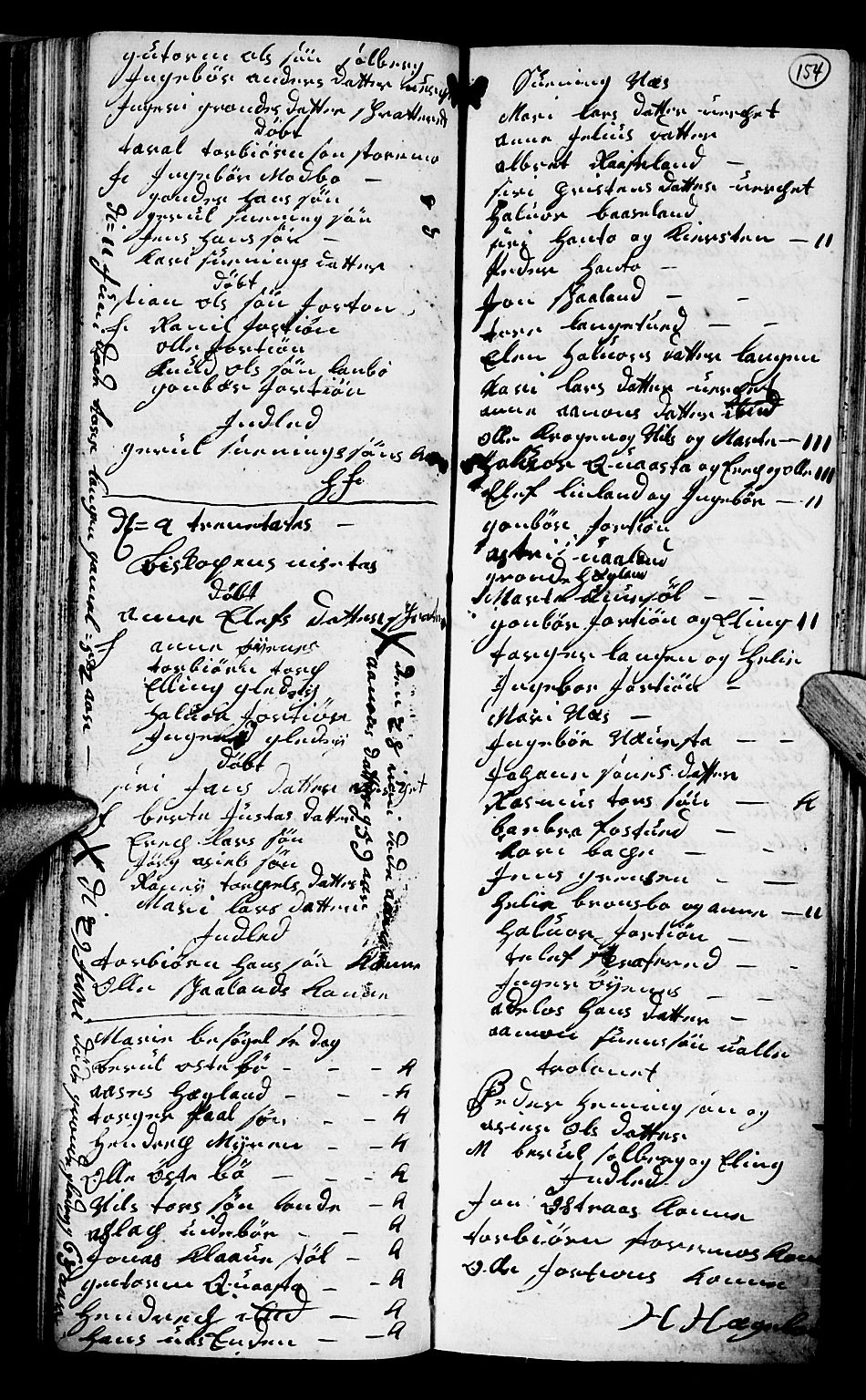 Holt sokneprestkontor, SAK/1111-0021/F/Fb/L0004: Parish register (copy) no. B 4, 1730-1746, p. 154