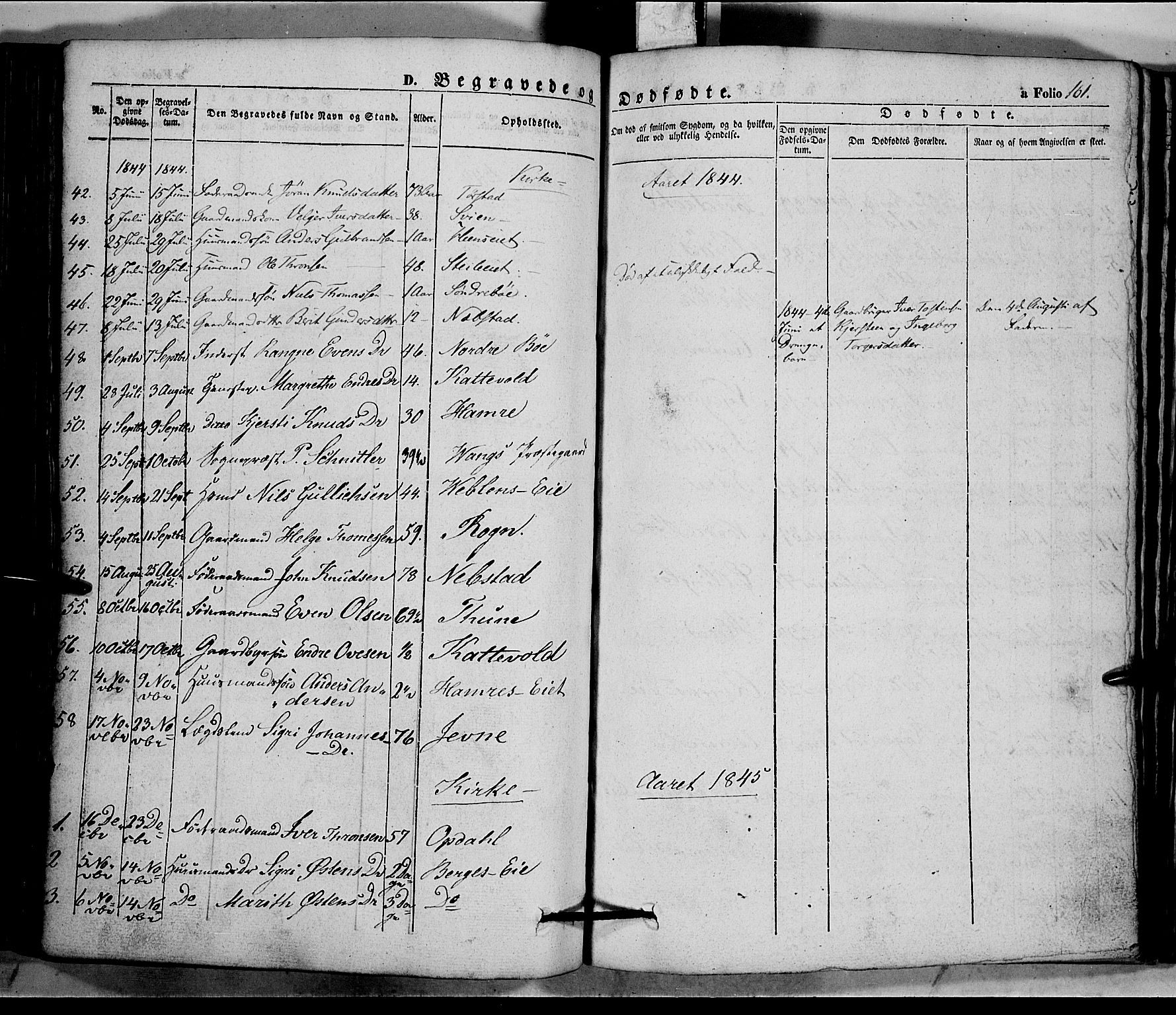 Vang prestekontor, Valdres, SAH/PREST-140/H/Ha/L0005: Parish register (official) no. 5, 1831-1845, p. 161