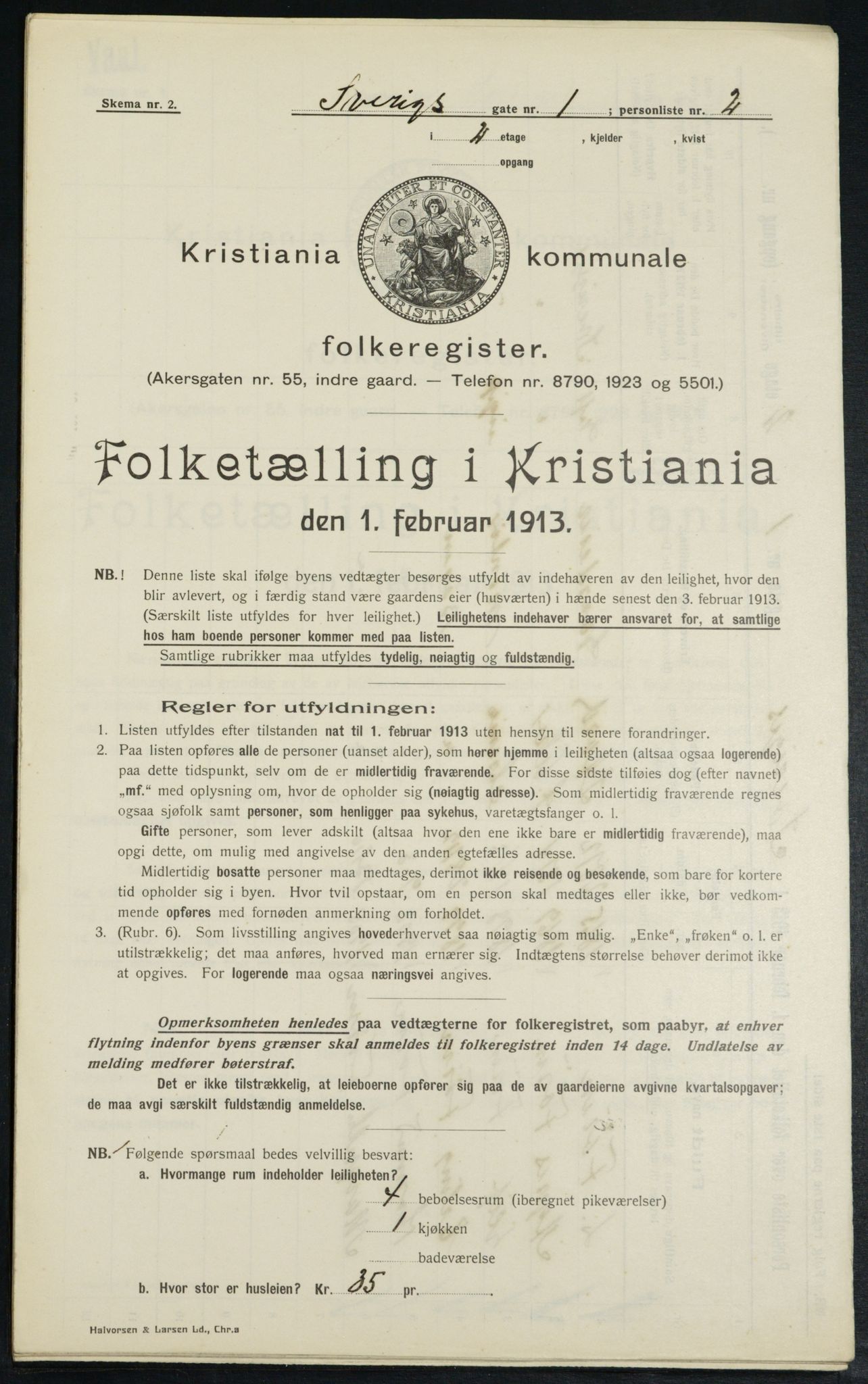 OBA, Municipal Census 1913 for Kristiania, 1913, p. 105814