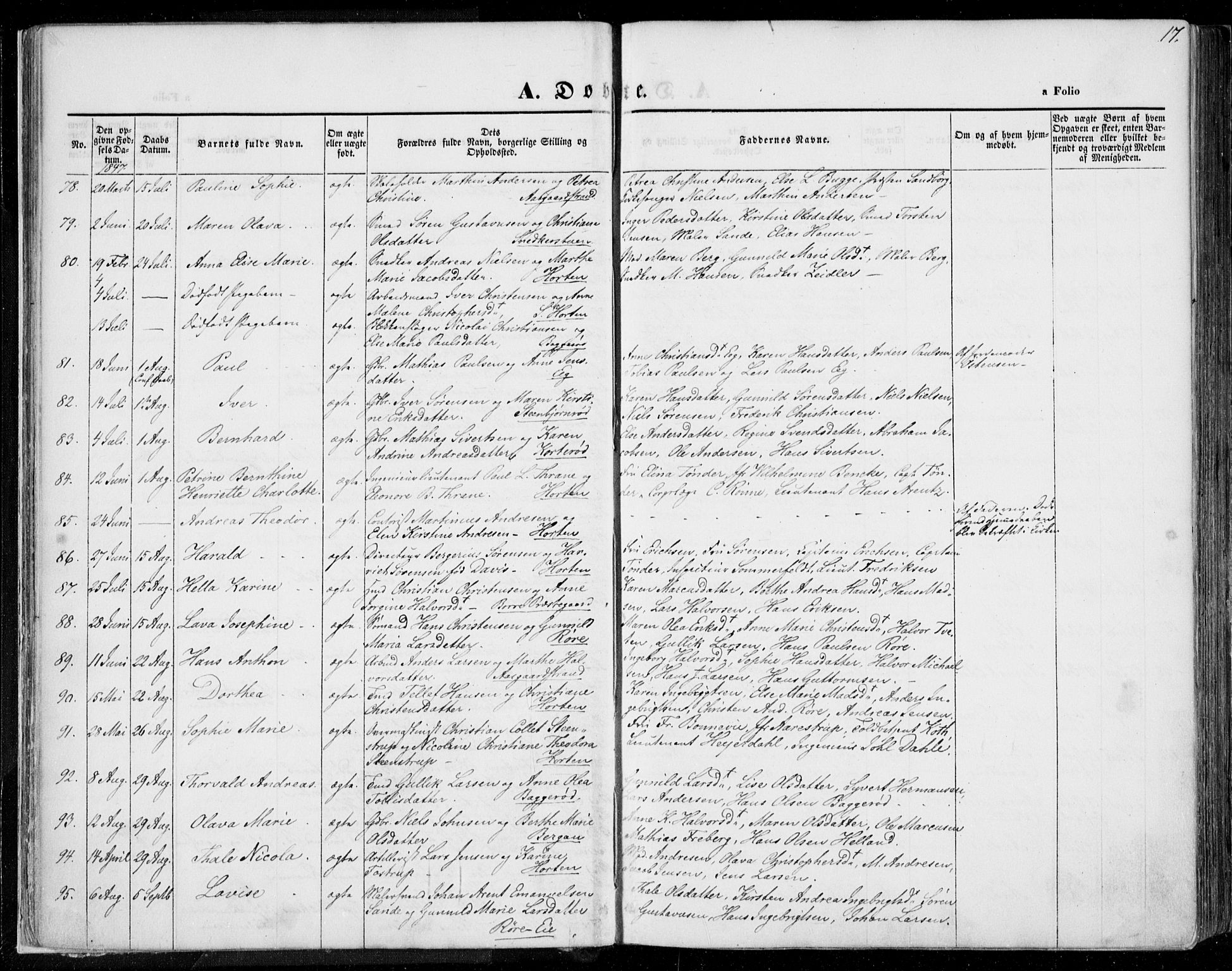 Borre kirkebøker, AV/SAKO-A-338/F/Fa/L0005: Parish register (official) no. I 5, 1845-1851, p. 17