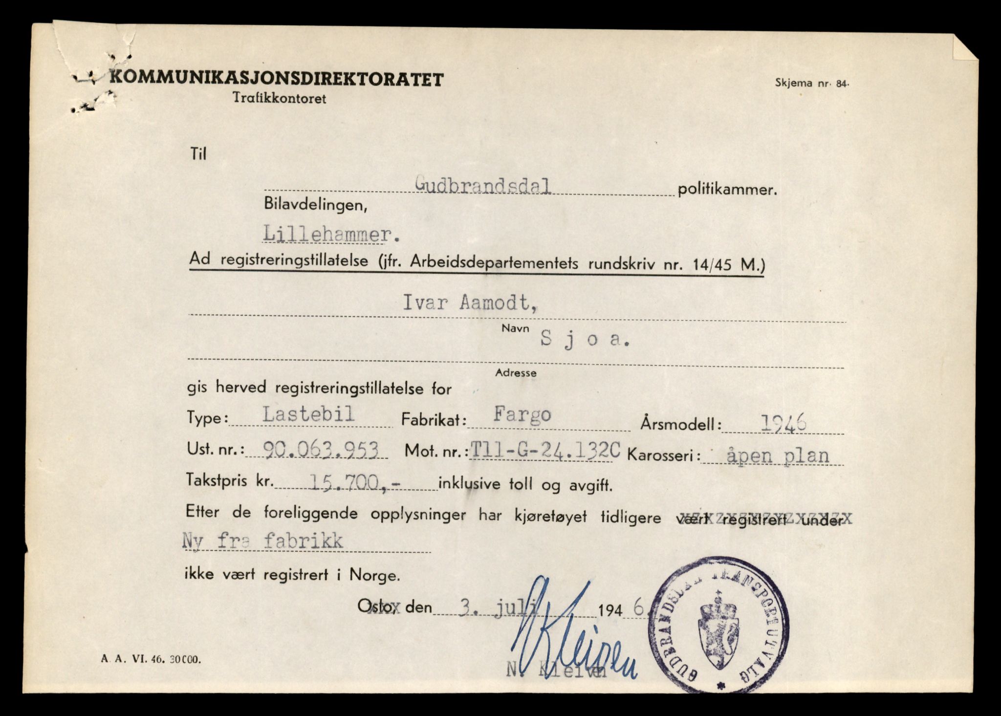 Møre og Romsdal vegkontor - Ålesund trafikkstasjon, AV/SAT-A-4099/F/Fe/L0035: Registreringskort for kjøretøy T 12653 - T 12829, 1927-1998, p. 3104