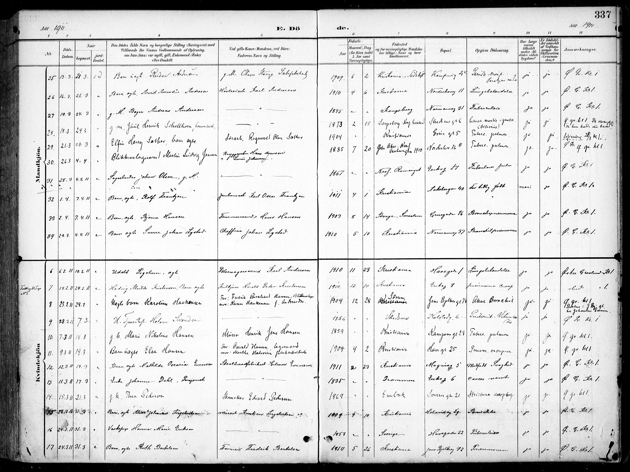 Kampen prestekontor Kirkebøker, AV/SAO-A-10853/F/Fa/L0009: Parish register (official) no. I 9, 1899-1911, p. 337