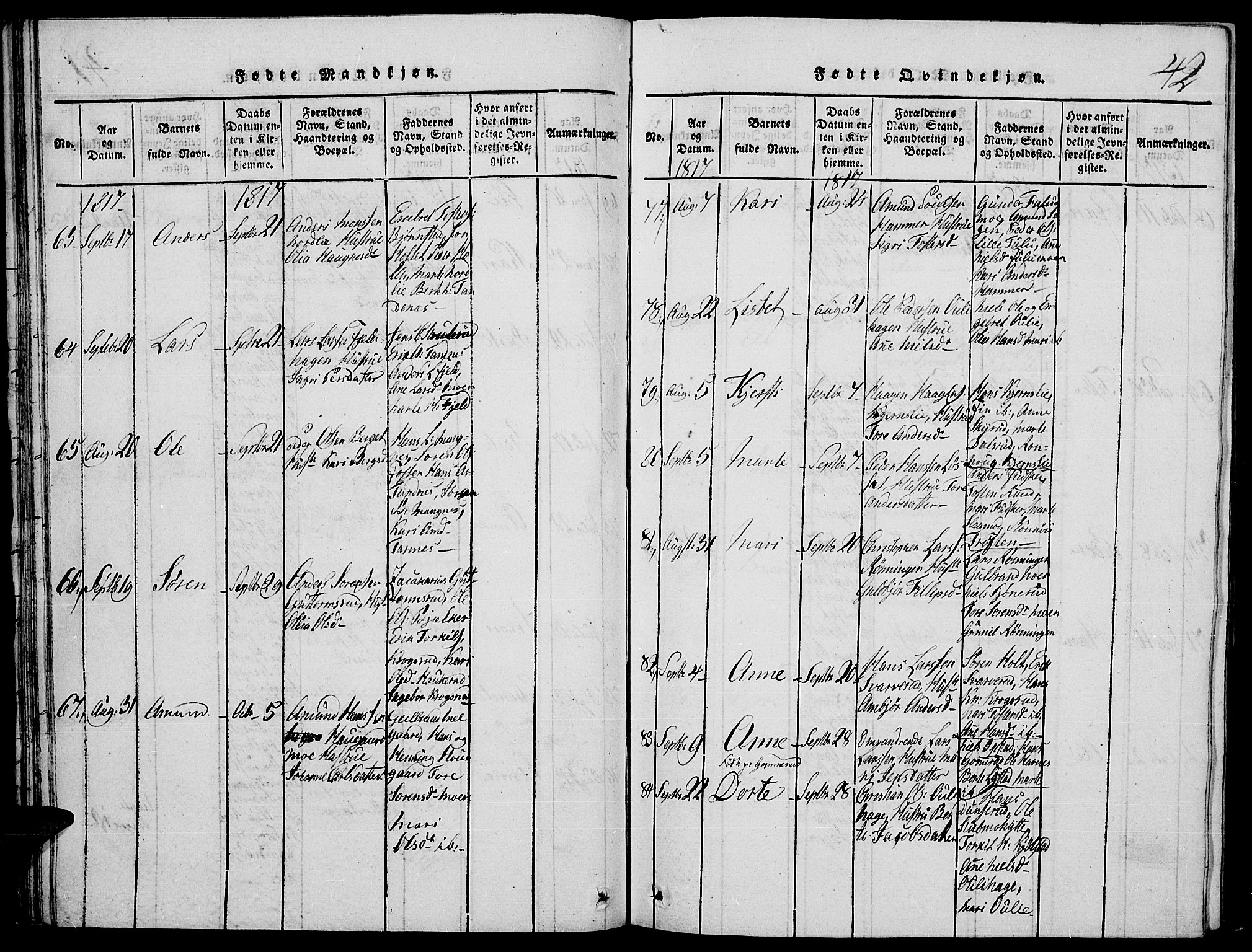 Strøm-Odalen prestekontor, AV/SAH-PREST-028/H/Ha/Hab/L0001: Parish register (copy) no. 1, 1813-1825, p. 42