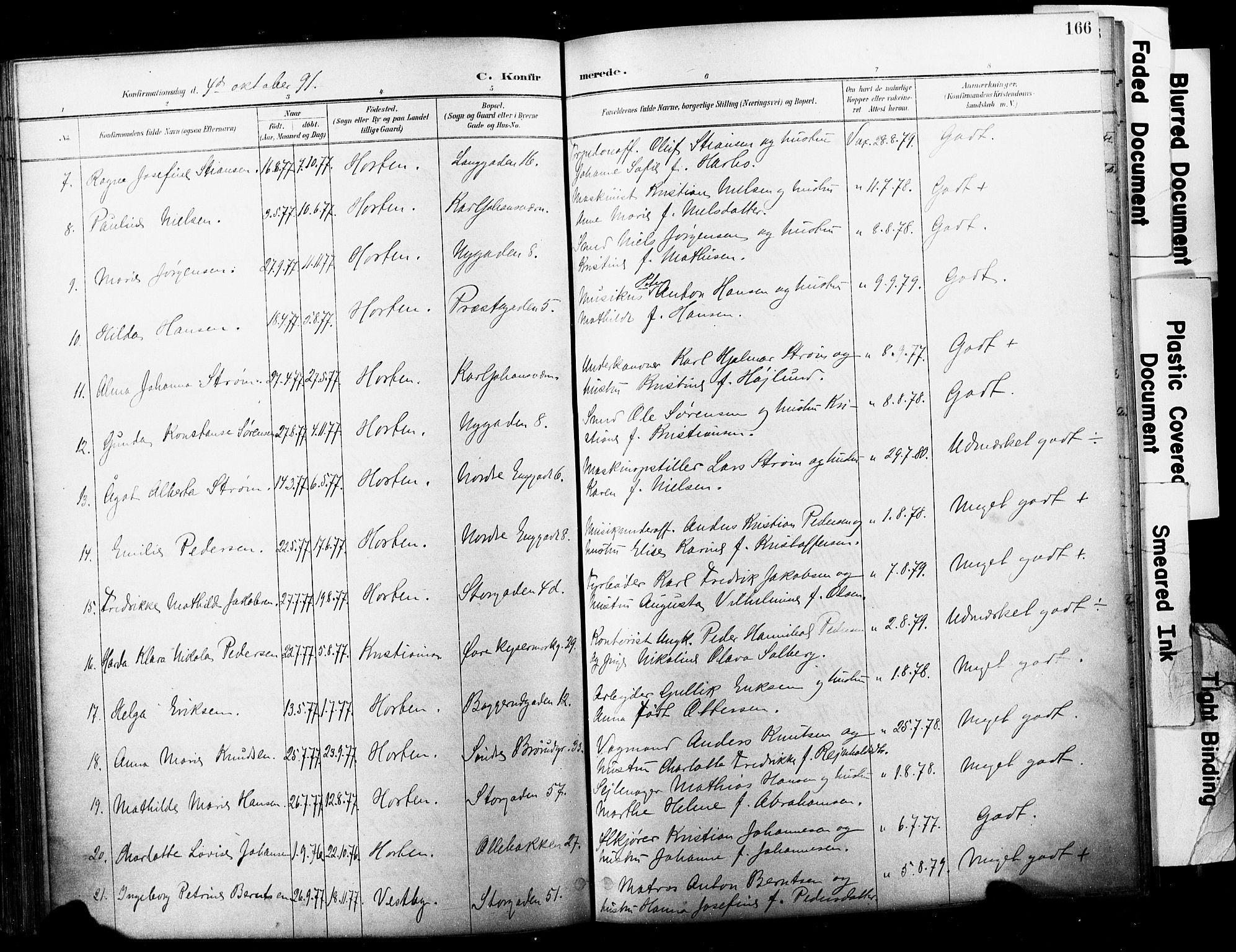 Horten kirkebøker, SAKO/A-348/F/Fa/L0004: Parish register (official) no. 4, 1888-1895, p. 166