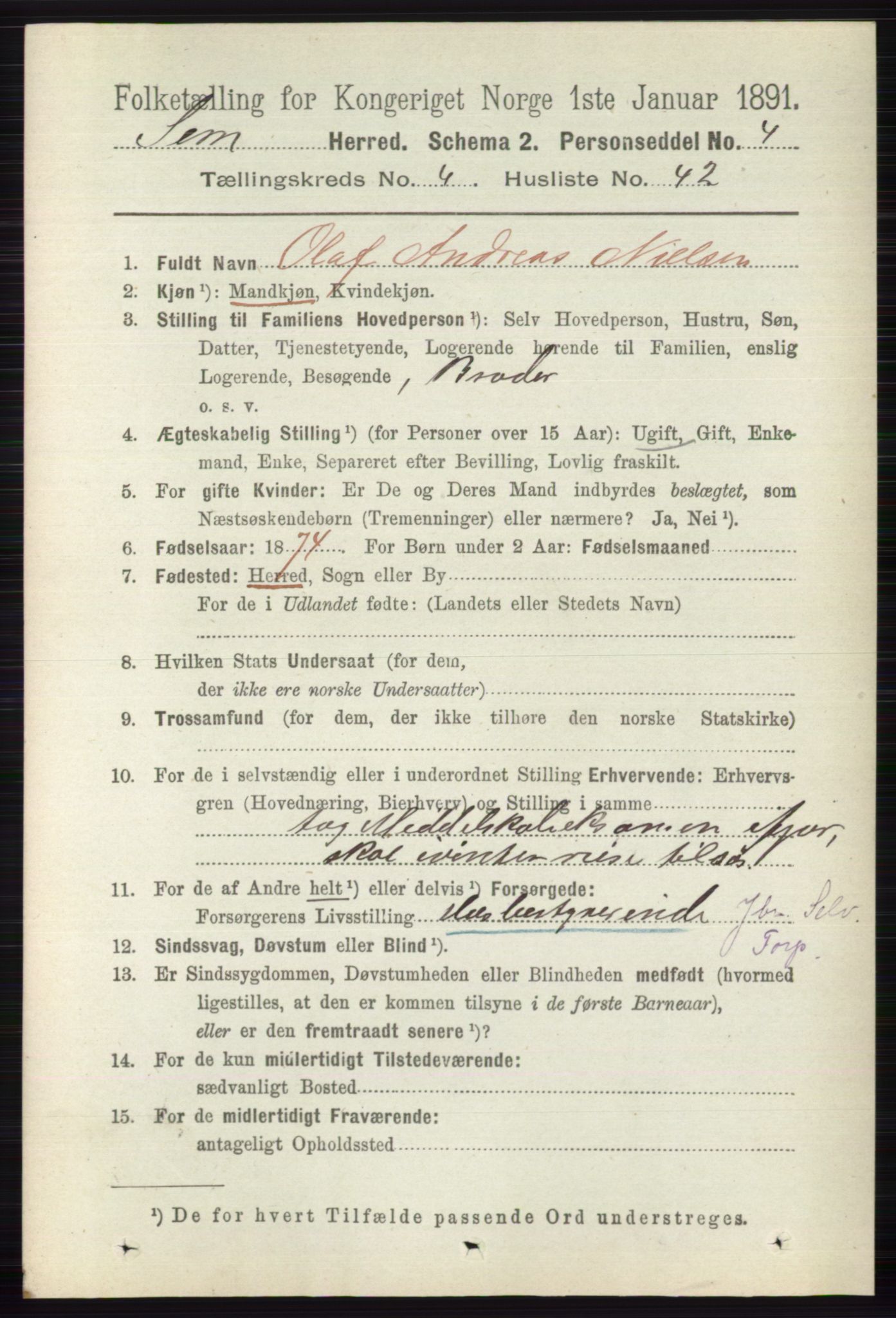 RA, 1891 census for 0721 Sem, 1891, p. 1841