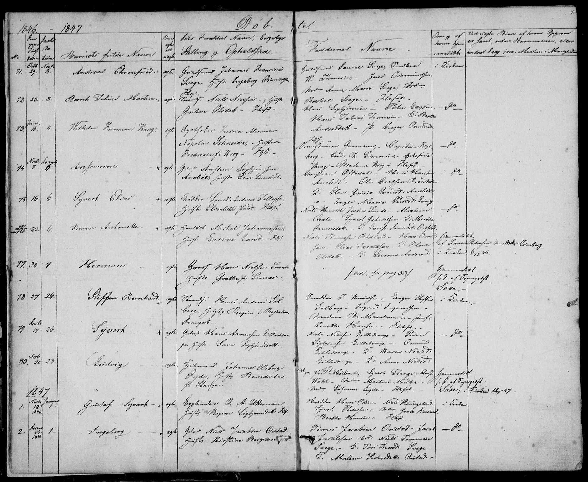 Flekkefjord sokneprestkontor, SAK/1111-0012/F/Fb/Fbc/L0005: Parish register (copy) no. B 5, 1846-1866, p. 7