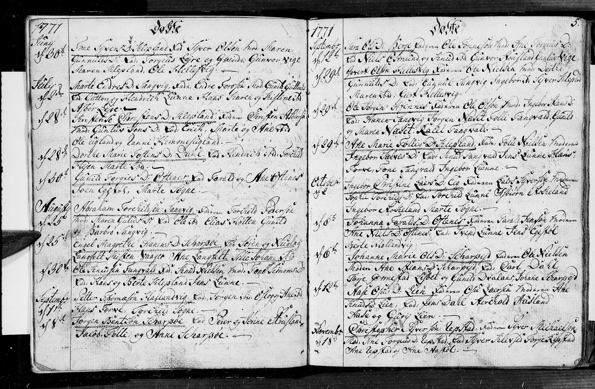 Søgne sokneprestkontor, SAK/1111-0037/F/Fa/Fab/L0004: Parish register (official) no. A 4, 1770-1822, p. 4-5