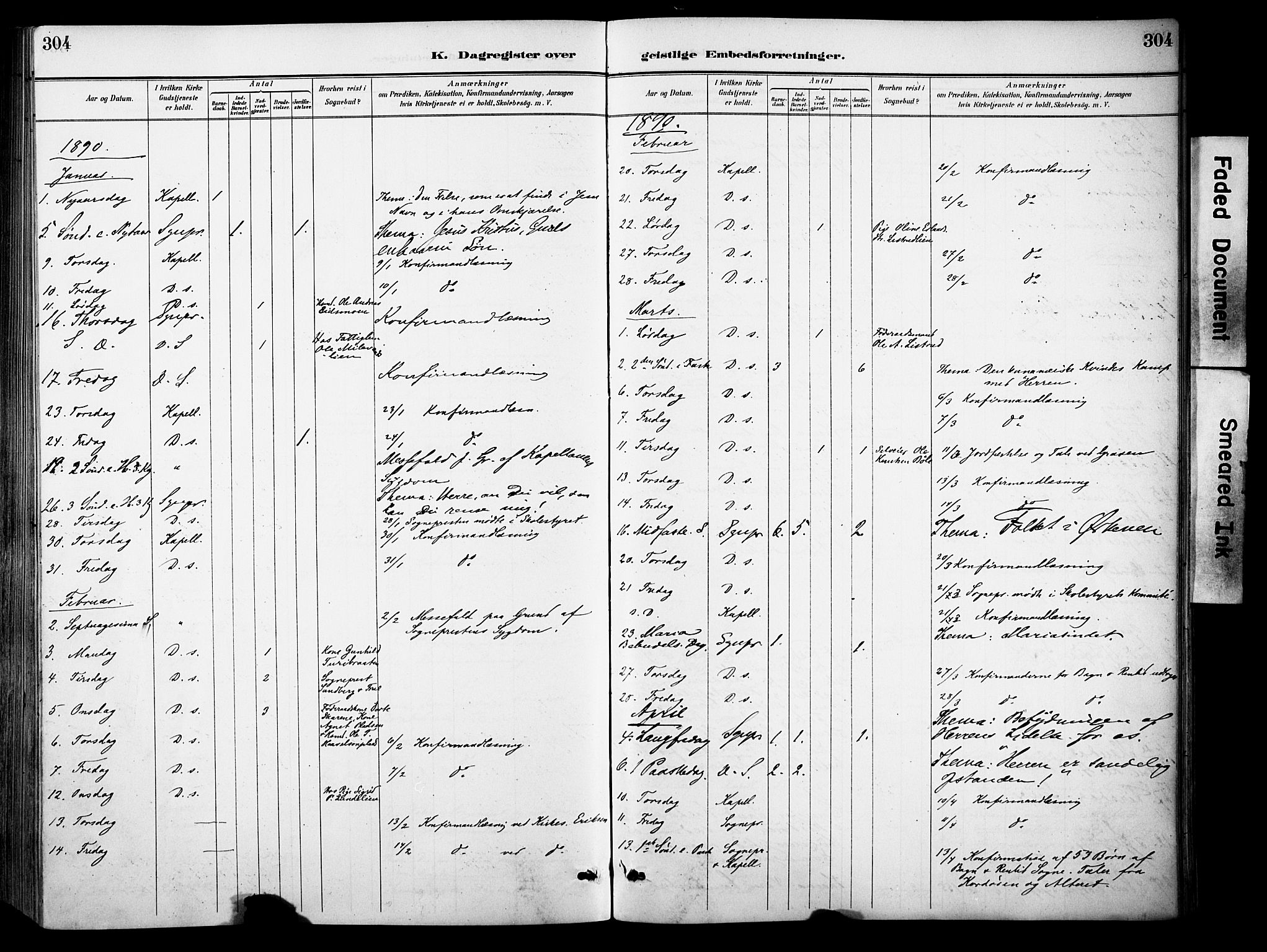 Sør-Aurdal prestekontor, AV/SAH-PREST-128/H/Ha/Haa/L0009: Parish register (official) no. 9, 1886-1906, p. 304