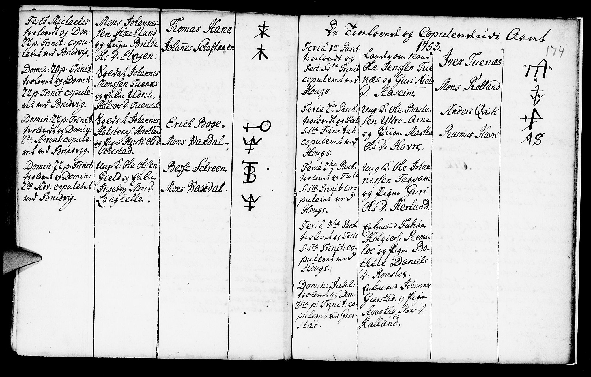 Haus sokneprestembete, SAB/A-75601/H/Haa: Parish register (official) no. A 6, 1748-1758, p. 174