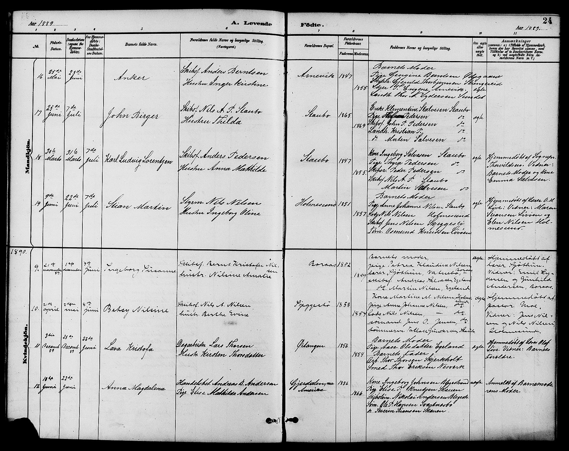 Dypvåg sokneprestkontor, SAK/1111-0007/F/Fb/Fbb/L0004: Parish register (copy) no. B 4, 1887-1905, p. 24