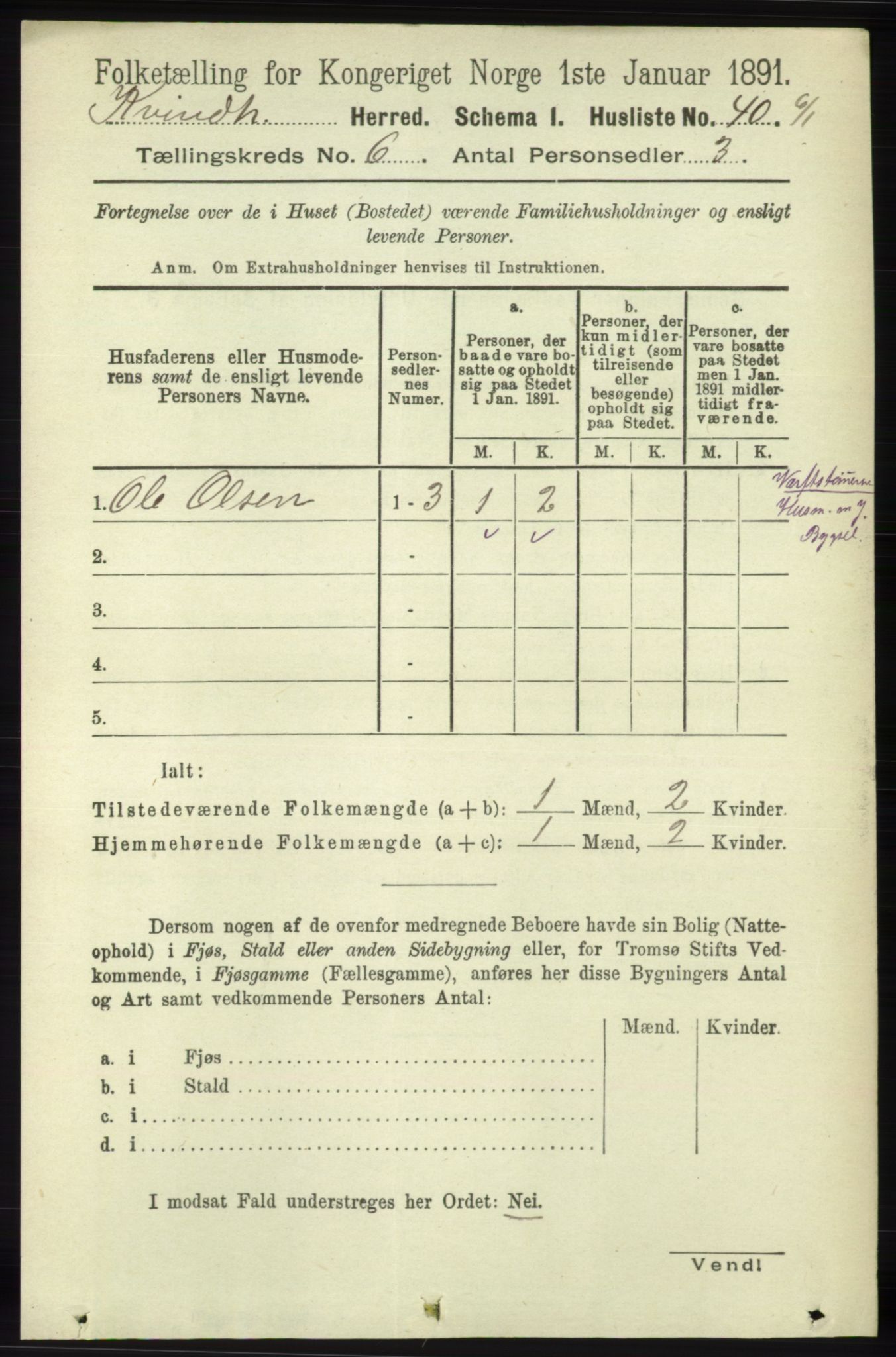 RA, 1891 census for 1224 Kvinnherad, 1891, p. 2118