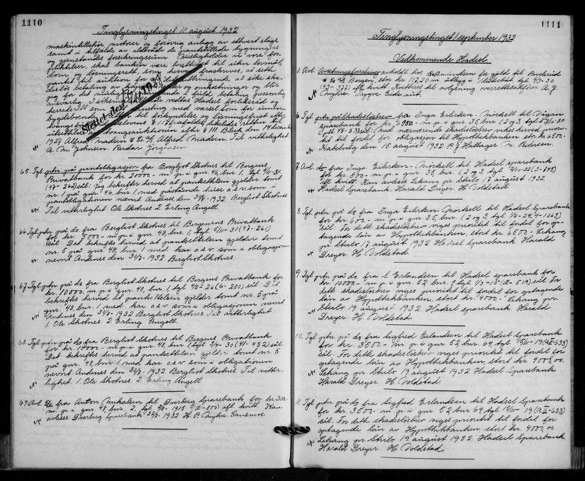 Vesterålen sorenskriveri, SAT/A-4180/1/2/2Ca/L0048: Mortgage book no. 41, 1928-1932, Deed date: 01.09.1932